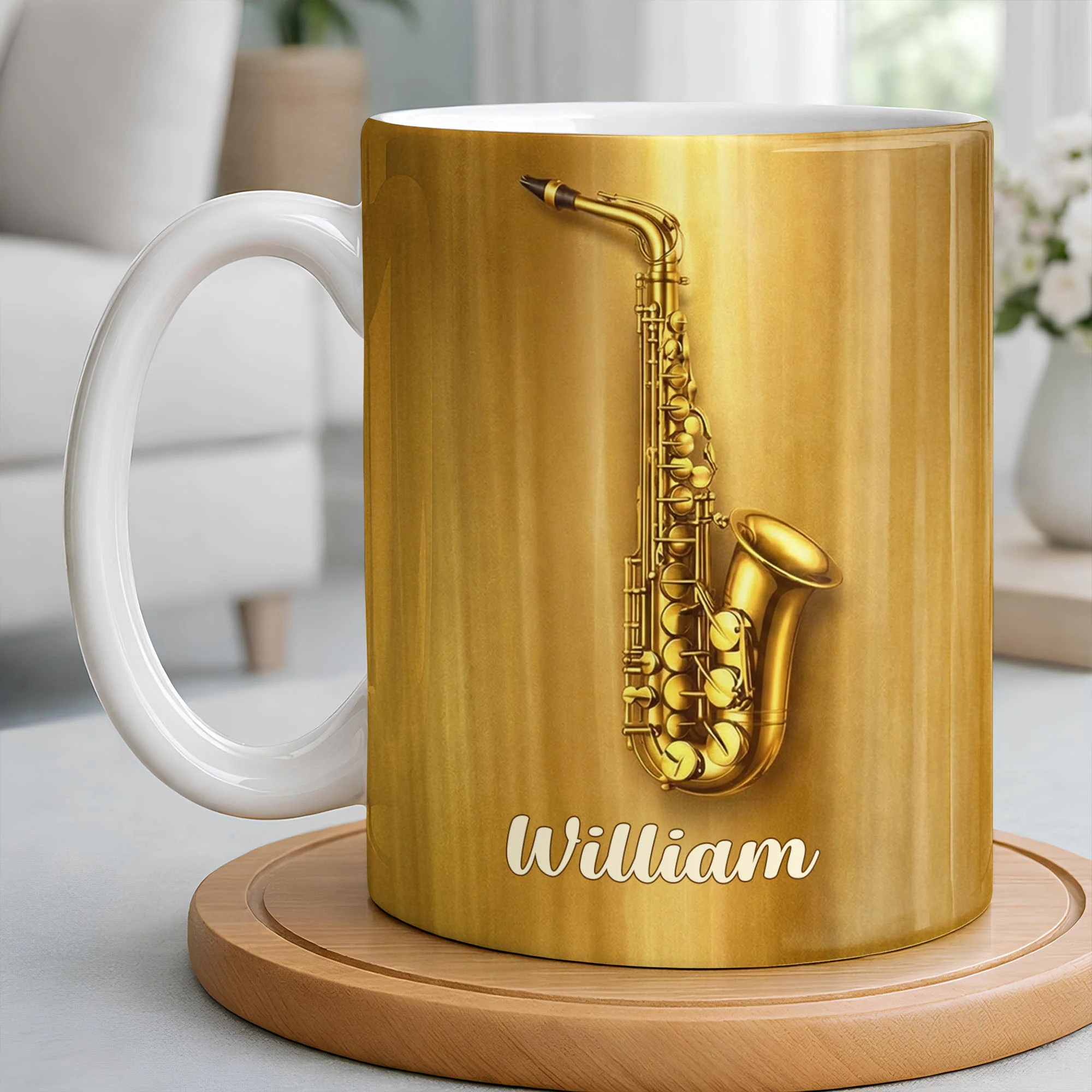 Saxophonist Nutrition Facts Serving Size One Legendary Player Saxophone Design - Personalized Custom Coffee Mug - MUSIC031_MG - Image 7