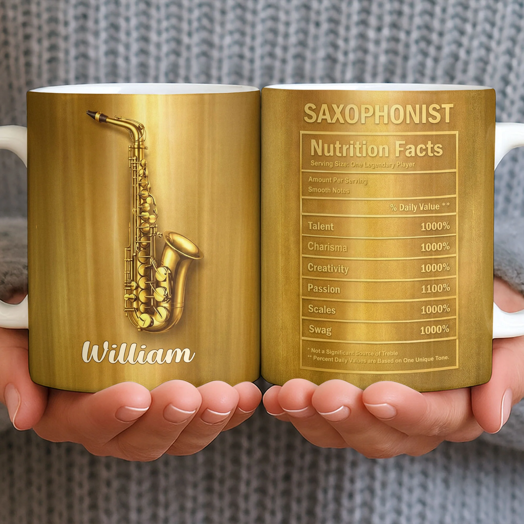 Saxophonist Nutrition Facts Serving Size One Legendary Player Saxophone Design - Personalized Custom Coffee Mug - MUSIC031_MG - Image 9