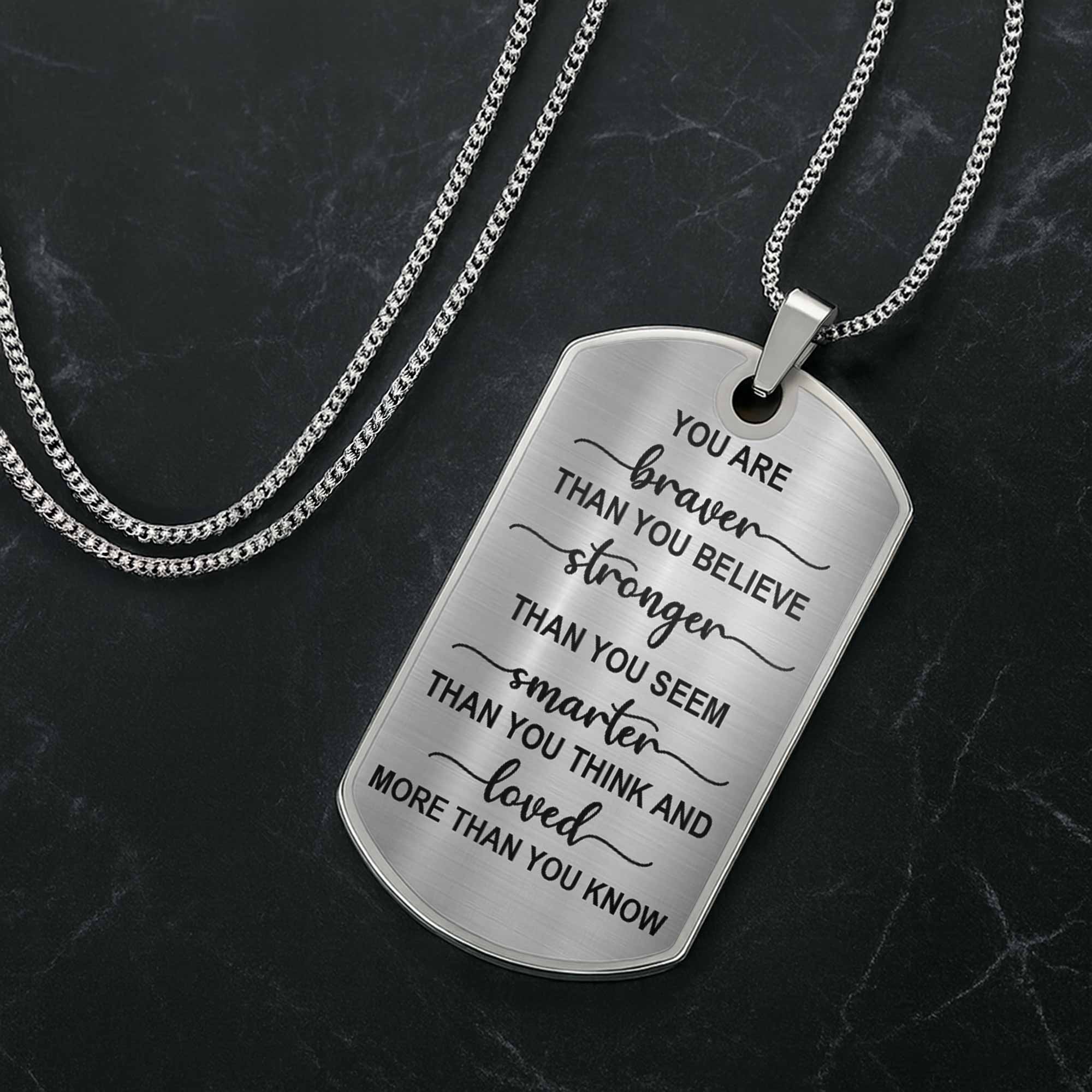 Senior You Are Braver Than You Believe Custom Graduation Photo - Personalized Custom Dog Tag Necklace - GRAD036_DTNECK - Image 3