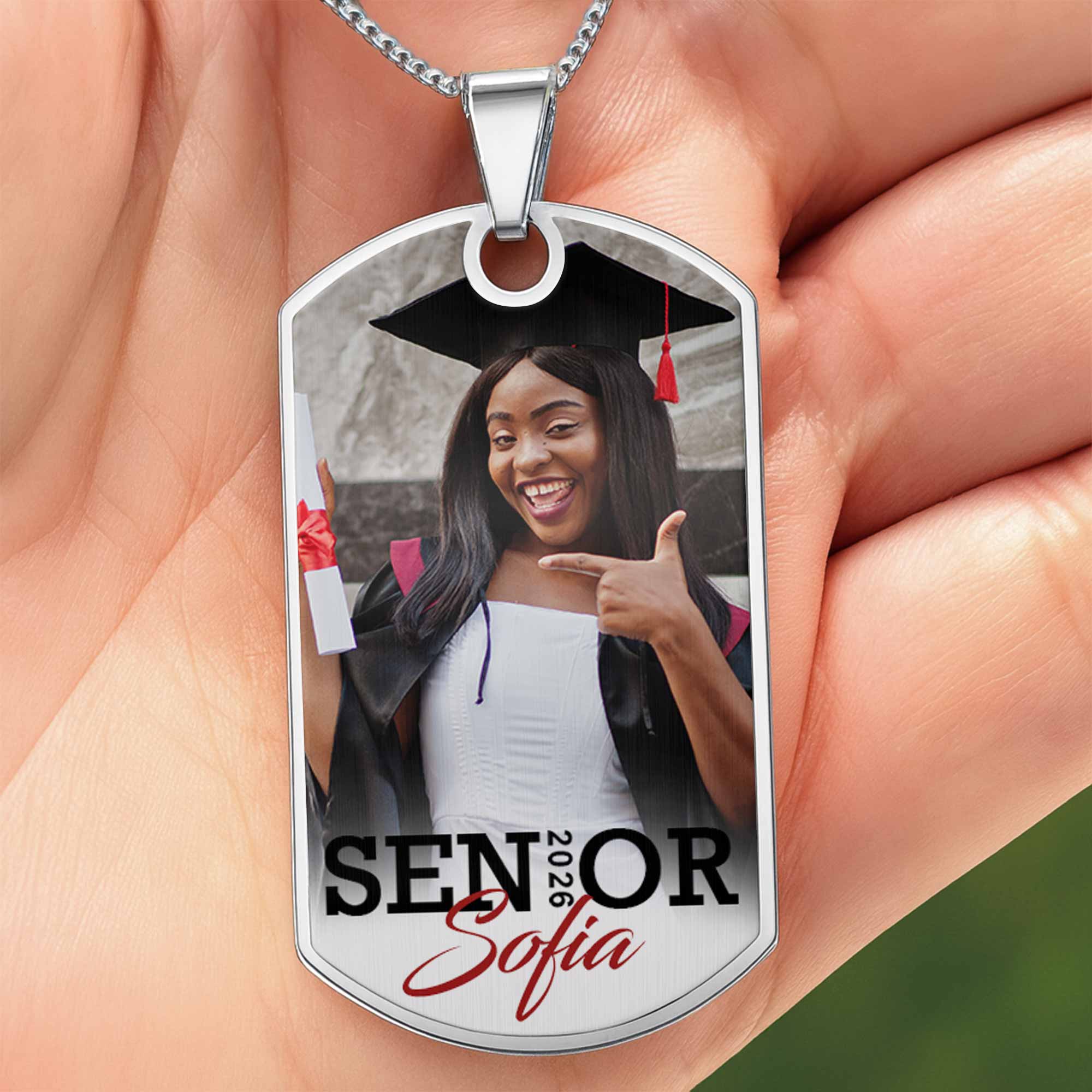 Senior You Are Braver Than You Believe Custom Graduation Photo - Personalized Custom Dog Tag Necklace - GRAD036_DTNECK - Image 4