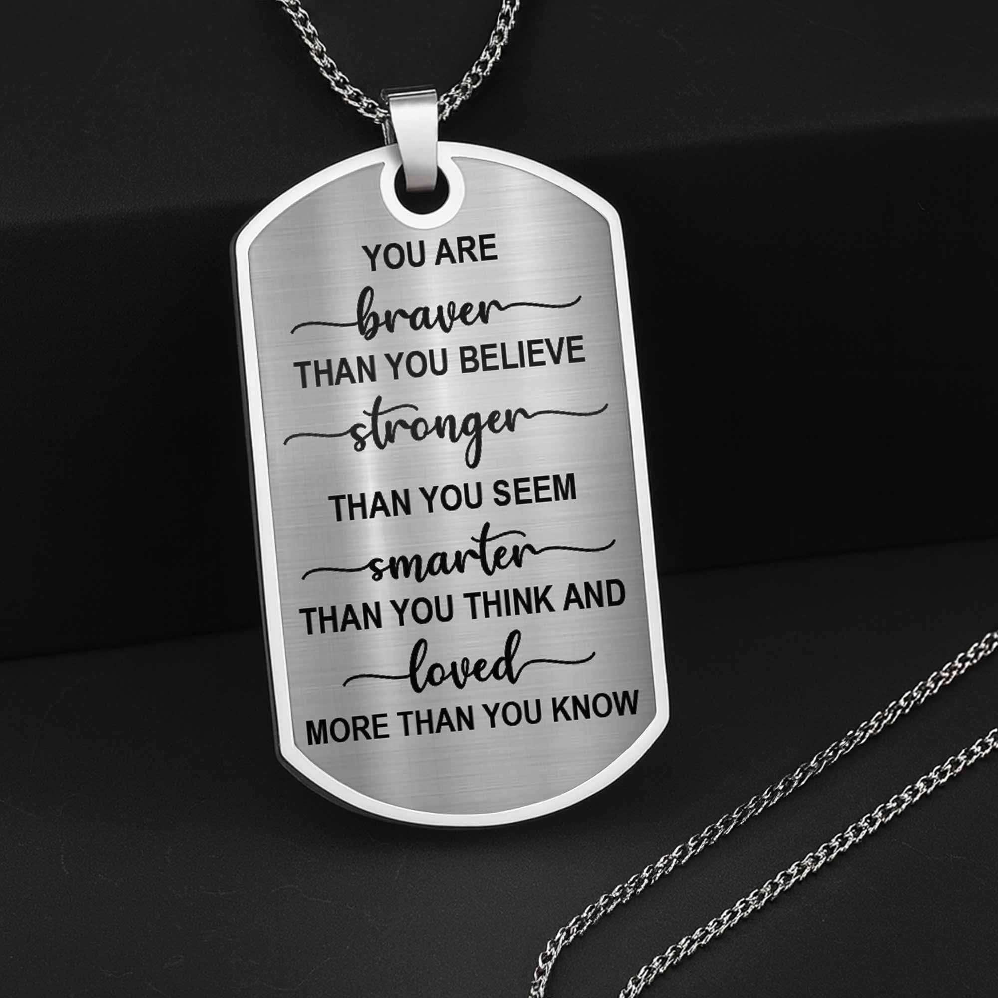 Senior You Are Braver Than You Believe Custom Graduation Photo - Personalized Custom Dog Tag Necklace - GRAD036_DTNECK - Image 5