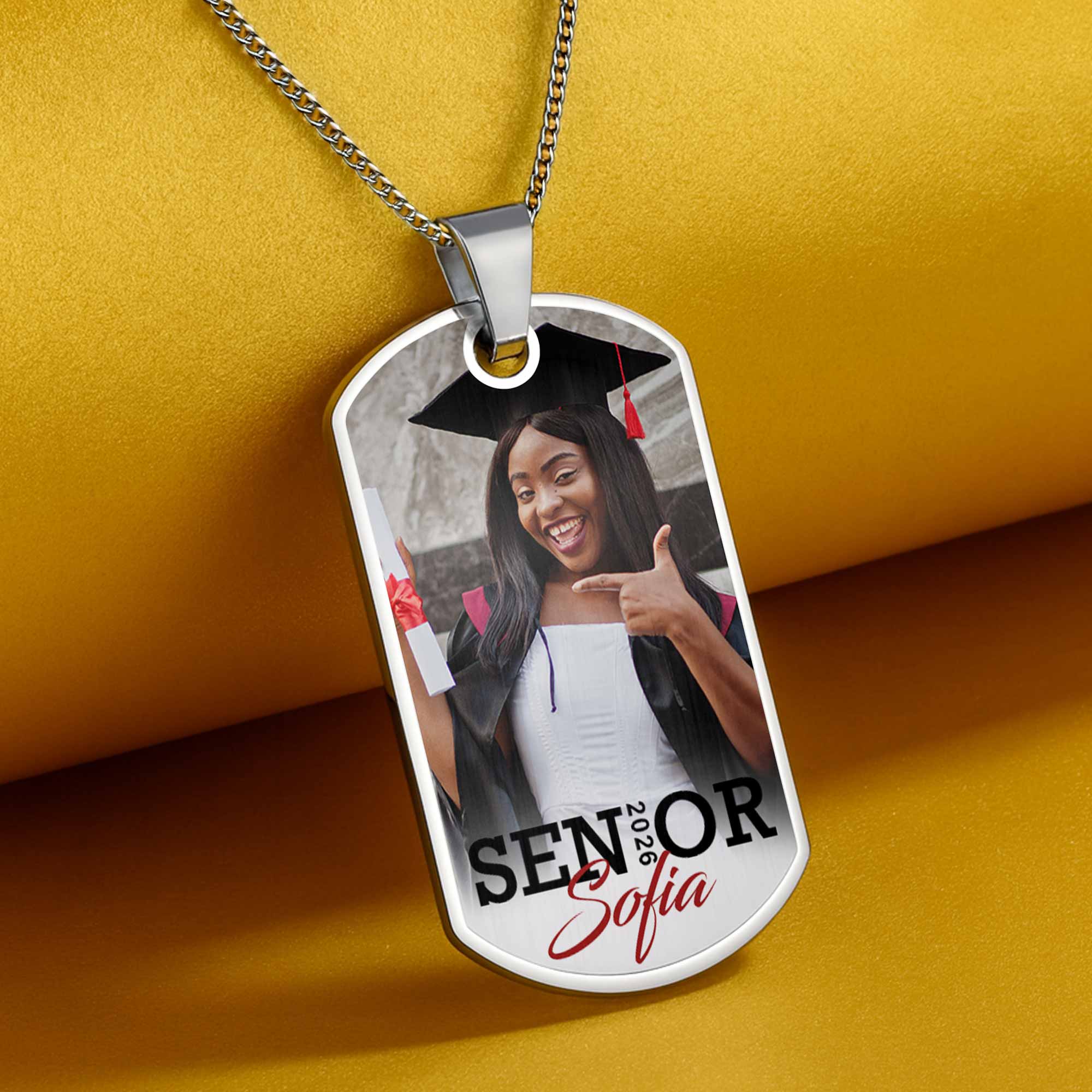 Senior You Are Braver Than You Believe Custom Graduation Photo - Personalized Custom Dog Tag Necklace - GRAD036_DTNECK - Image 7