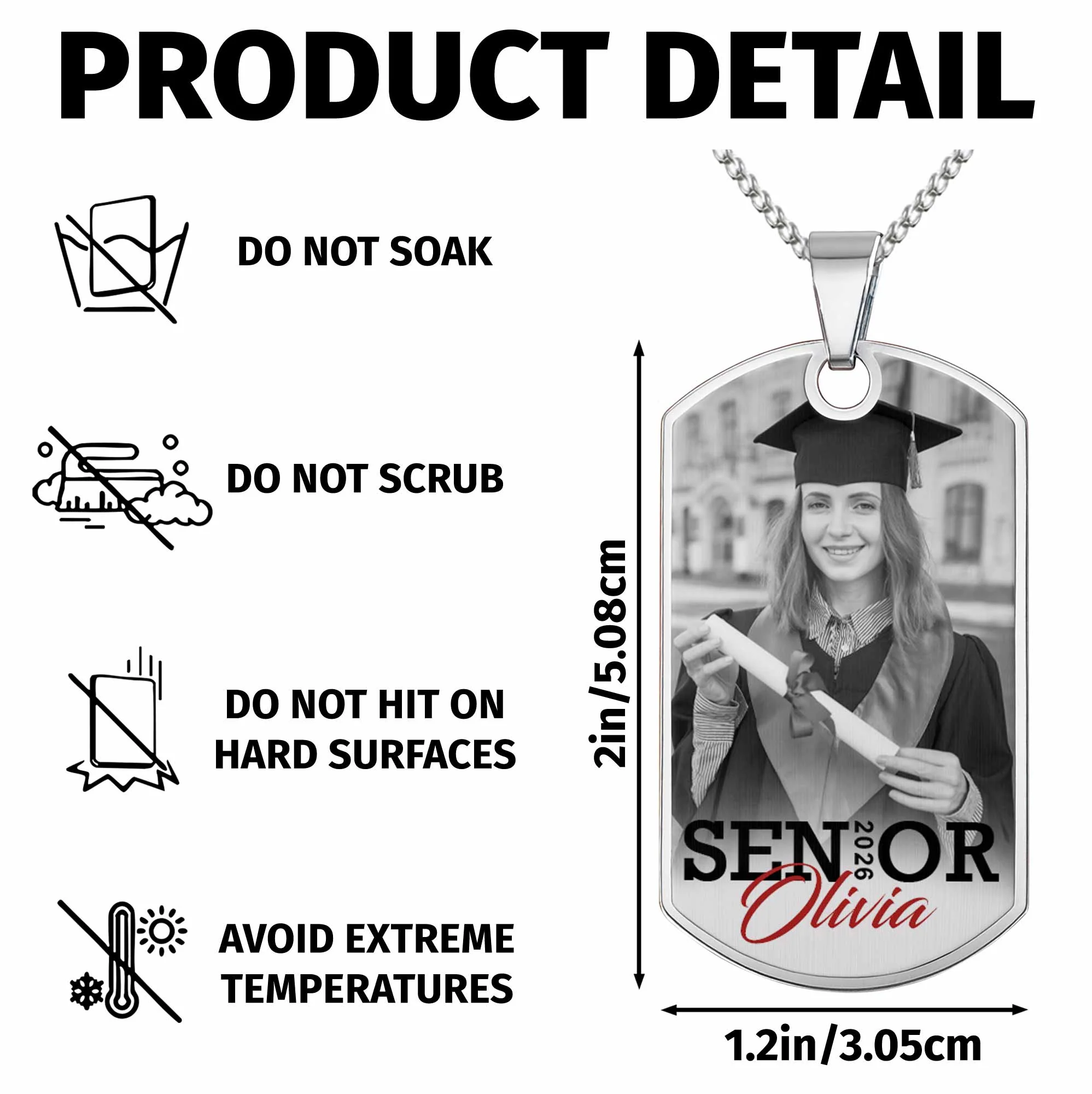 Senior You Are Braver Than You Believe Custom Graduation Photo - Personalized Custom Dog Tag Necklace - GRAD036_DTNECK - Image 9