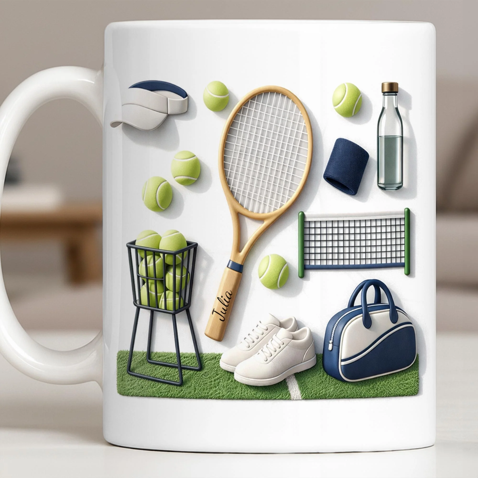 Serving Up Love And Match Point Tennis Racket And Gear - Personalized Custom Coffee Mug - SPORT075_MG - Image 3