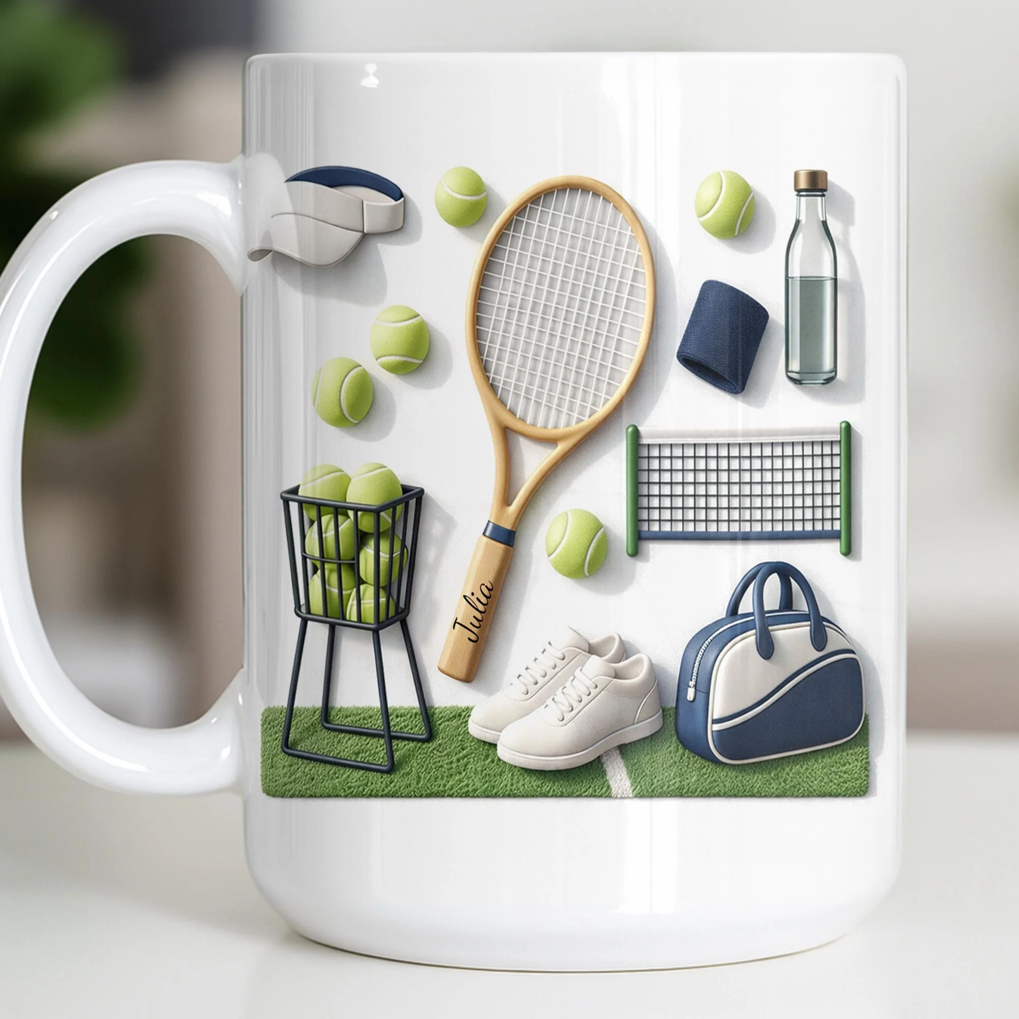 Serving Up Love And Match Point Tennis Racket And Gear - Personalized Custom Coffee Mug - SPORT075_MG - Image 4