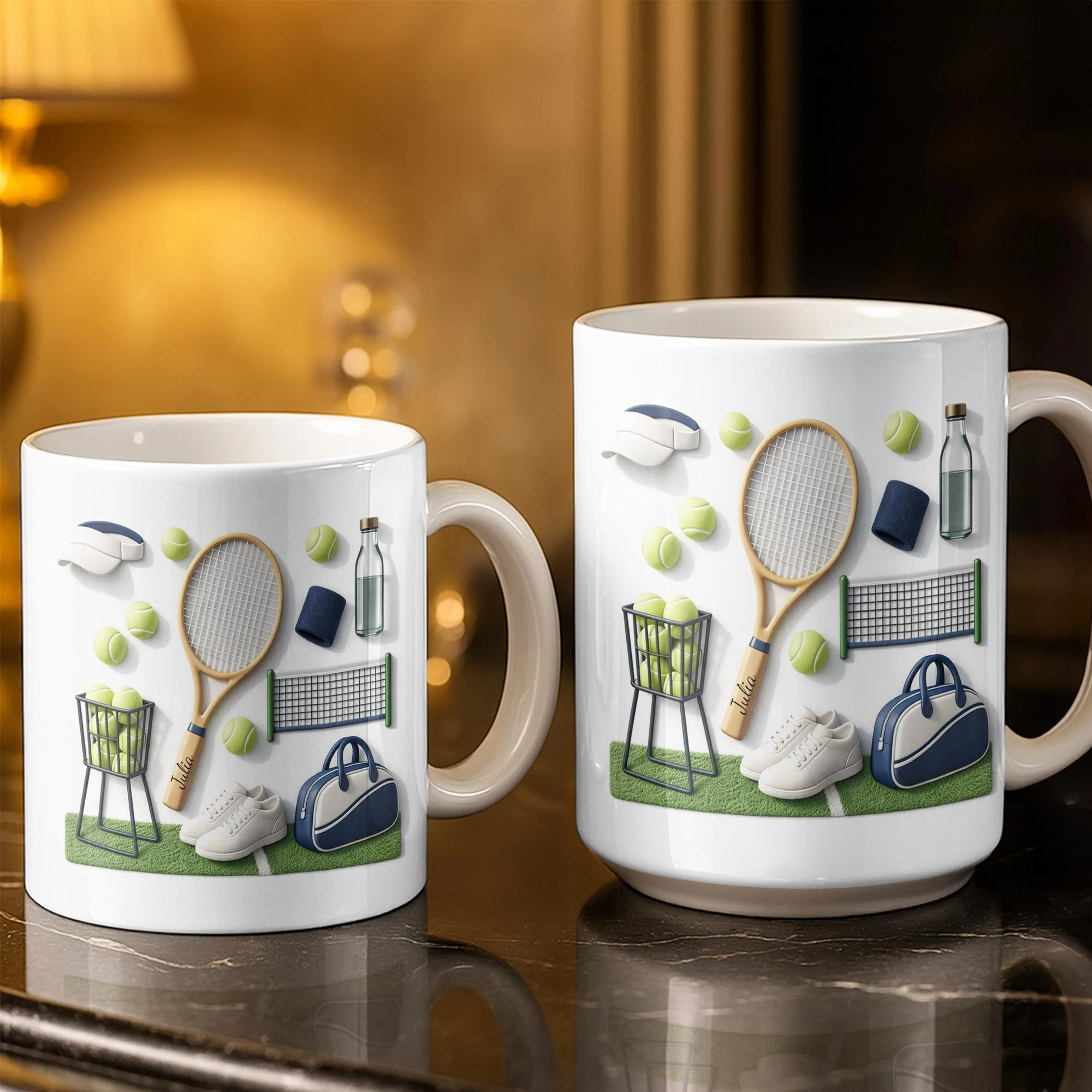 Serving Up Love And Match Point Tennis Racket And Gear - Personalized Custom Coffee Mug - SPORT075_MG - Image 5