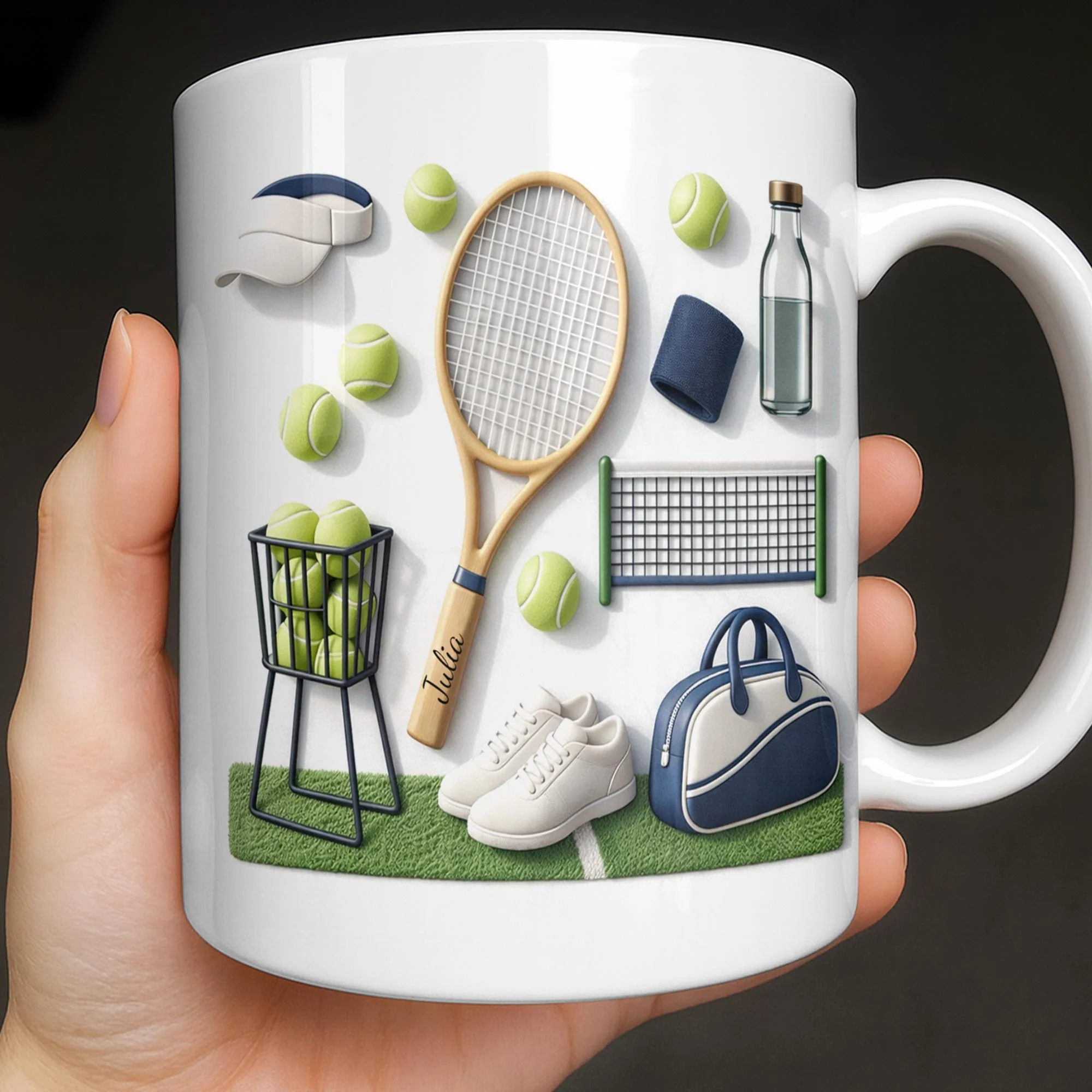 Serving Up Love And Match Point Tennis Racket And Gear - Personalized Custom Coffee Mug - SPORT075_MG - Image 6