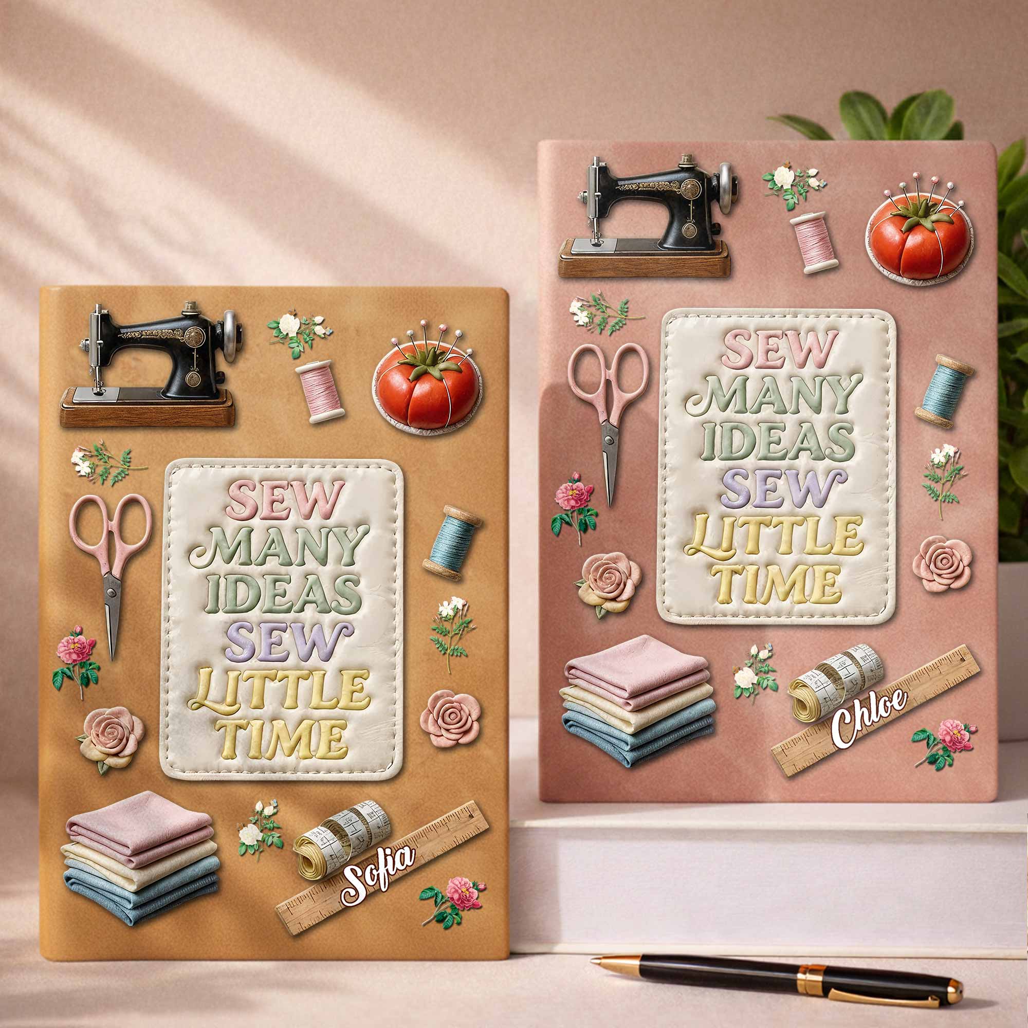 Sew Many Ideas Sew Little Time Vintage Sewing Machine Flowers - Personalized Leather Journal - HAND024_LEJO - Image 10