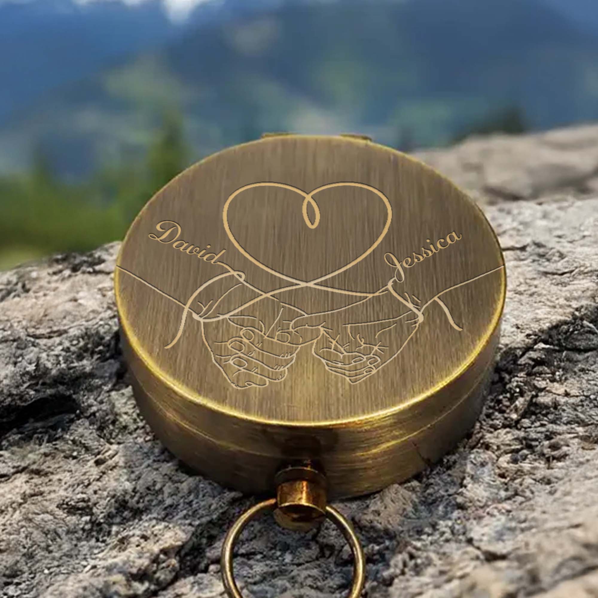 So You Always Find Your Way Back To Me Pinky Swear Heart Pine Trees - Personalized Engraved Brass Compass - CPL840_ECPASS - Image 4