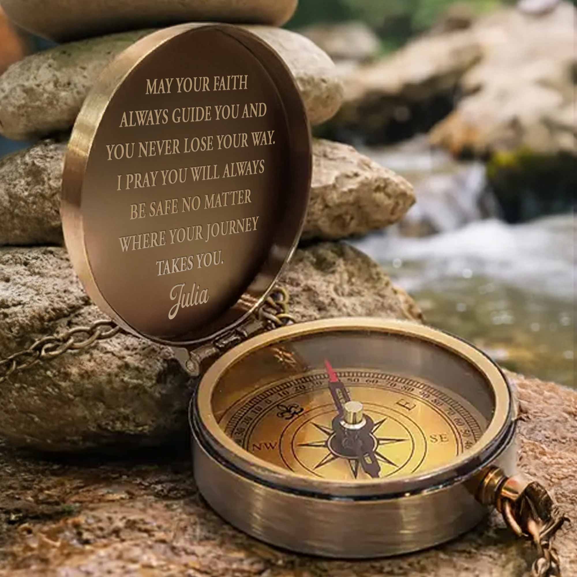 So You Can Always Find Your Way Back Compass Rose Heart Design - Personalized Engraved Brass Compass - HSB081_ECPASS - Image 7