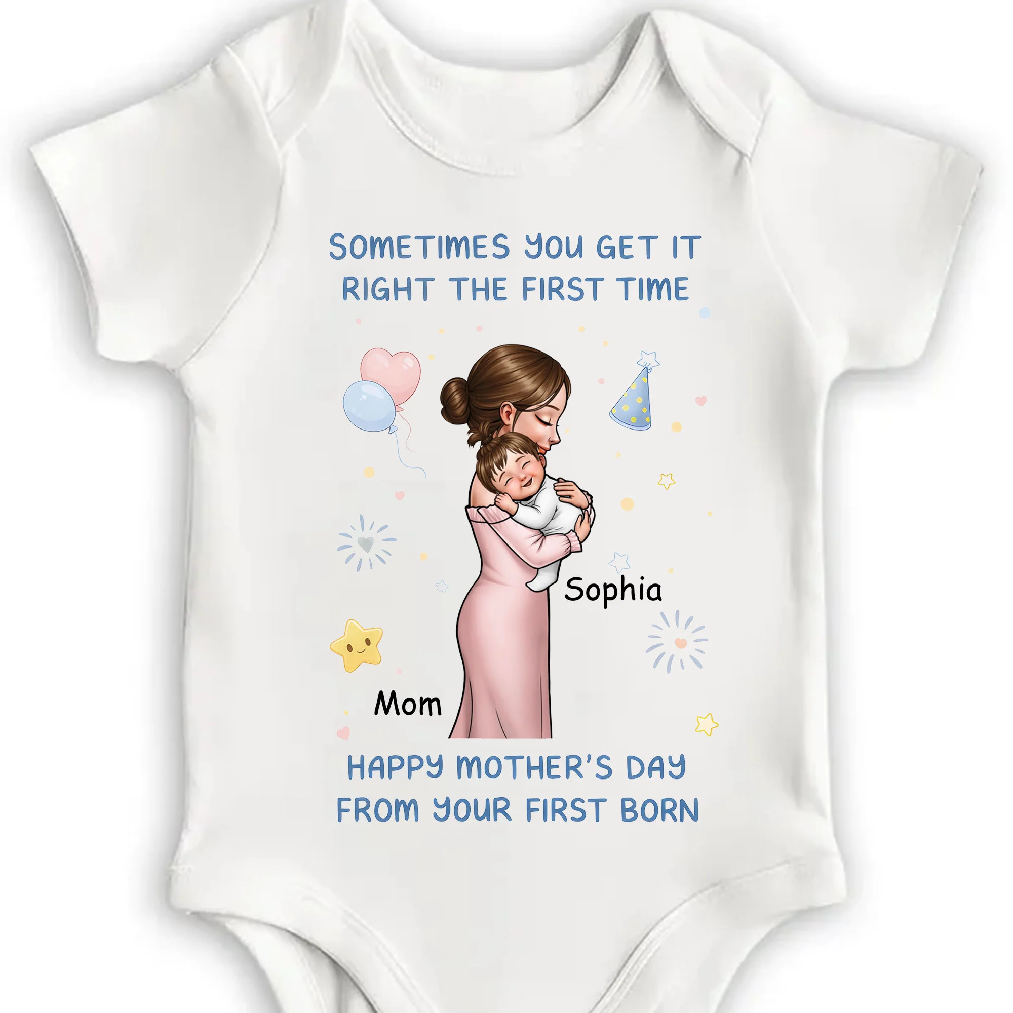 Sometimes You Get It Right First Time Mother Baby Balloons Stars - Personalized Custom Baby Onesie - KID569_ONES - Image 4