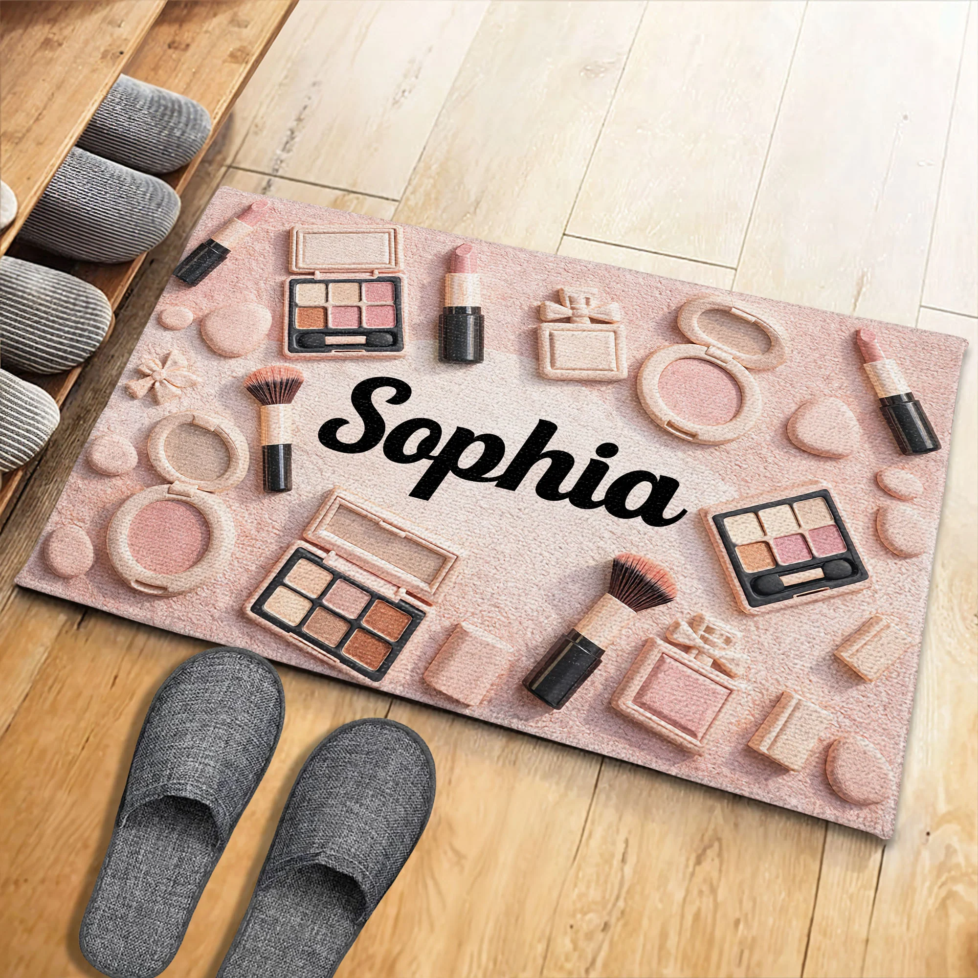 Stay Beautiful And Glamorous Makeup Essentials With Lipsticks And Eyeshadow Palettes - Personalized Custom Doormat - JBS172_DRM - Image 5