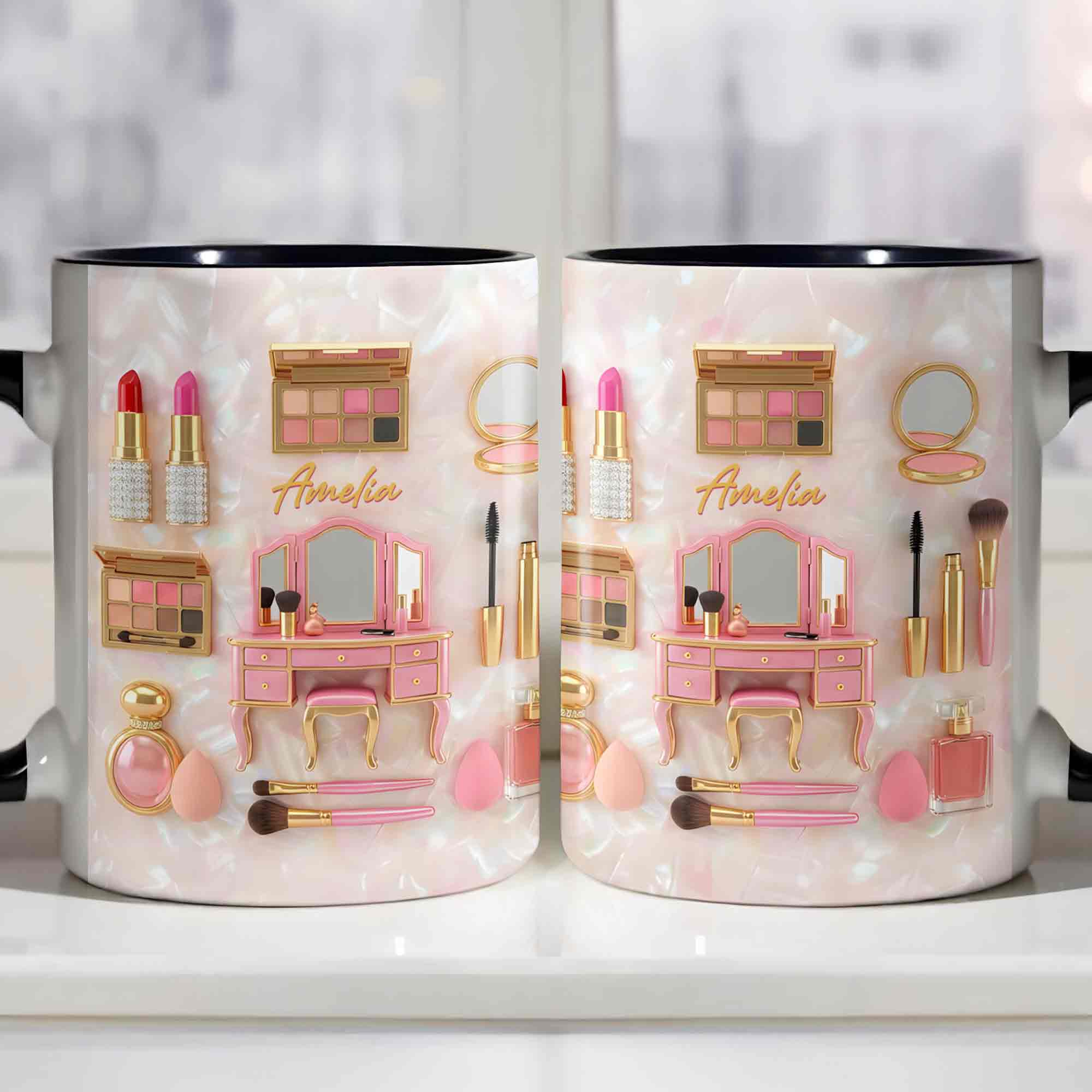 Stay Fabulous And Glamorous Makeup Vanity Accessories Design - Personalized Custom Accent Mug - JBS110_AMUG - Image 3