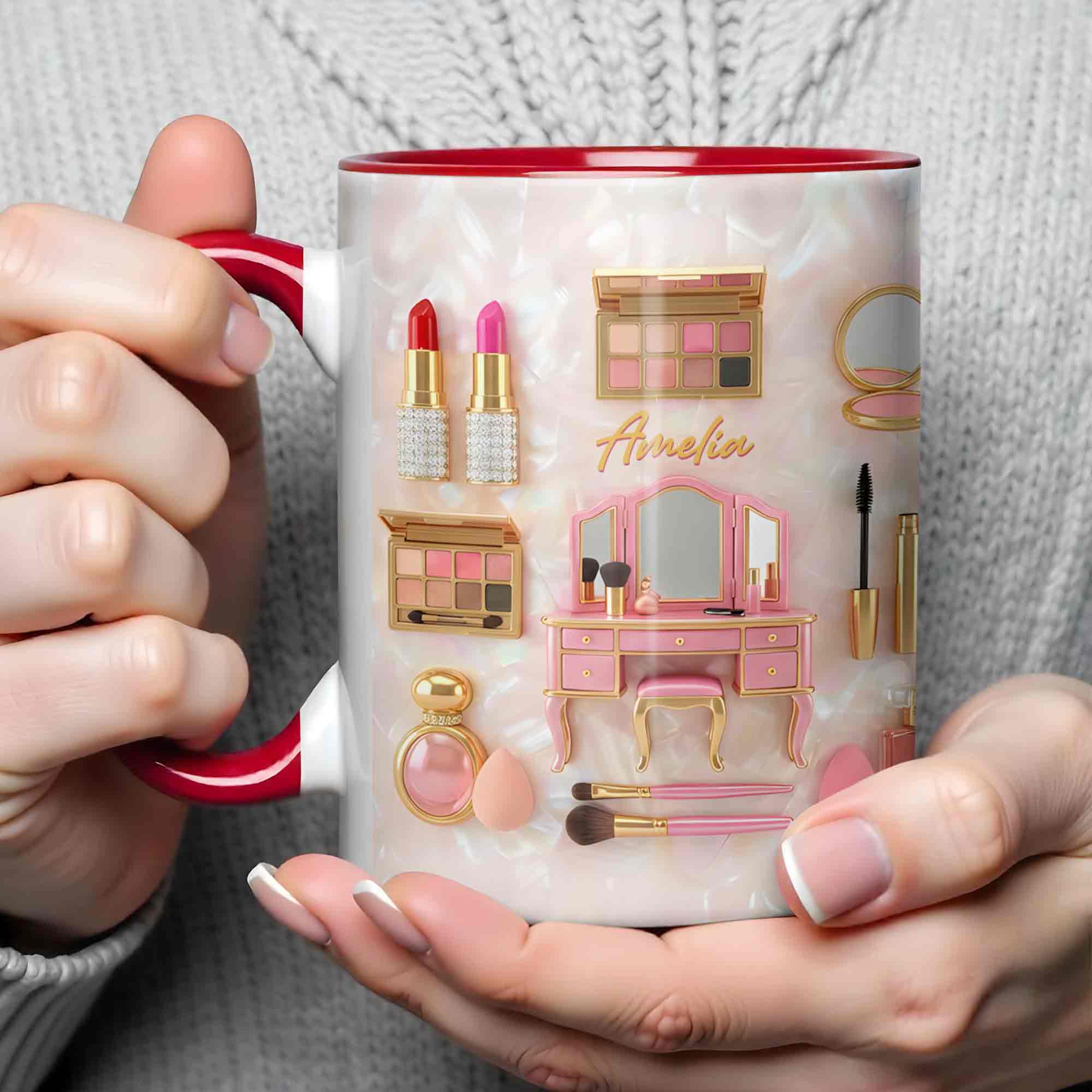 Stay Fabulous And Glamorous Makeup Vanity Accessories Design - Personalized Custom Accent Mug - JBS110_AMUG - Image 4