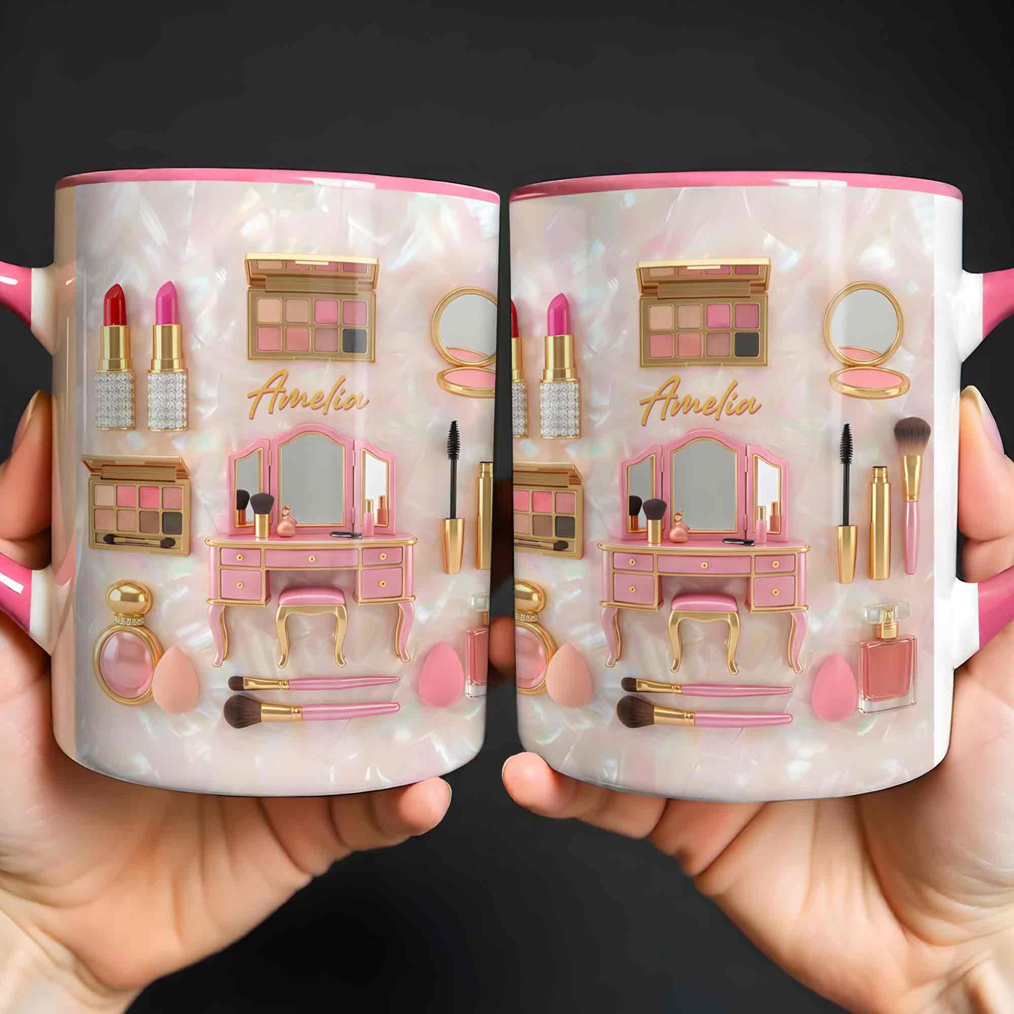 Stay Fabulous And Glamorous Makeup Vanity Accessories Design - Personalized Custom Accent Mug - JBS110_AMUG - Image 5