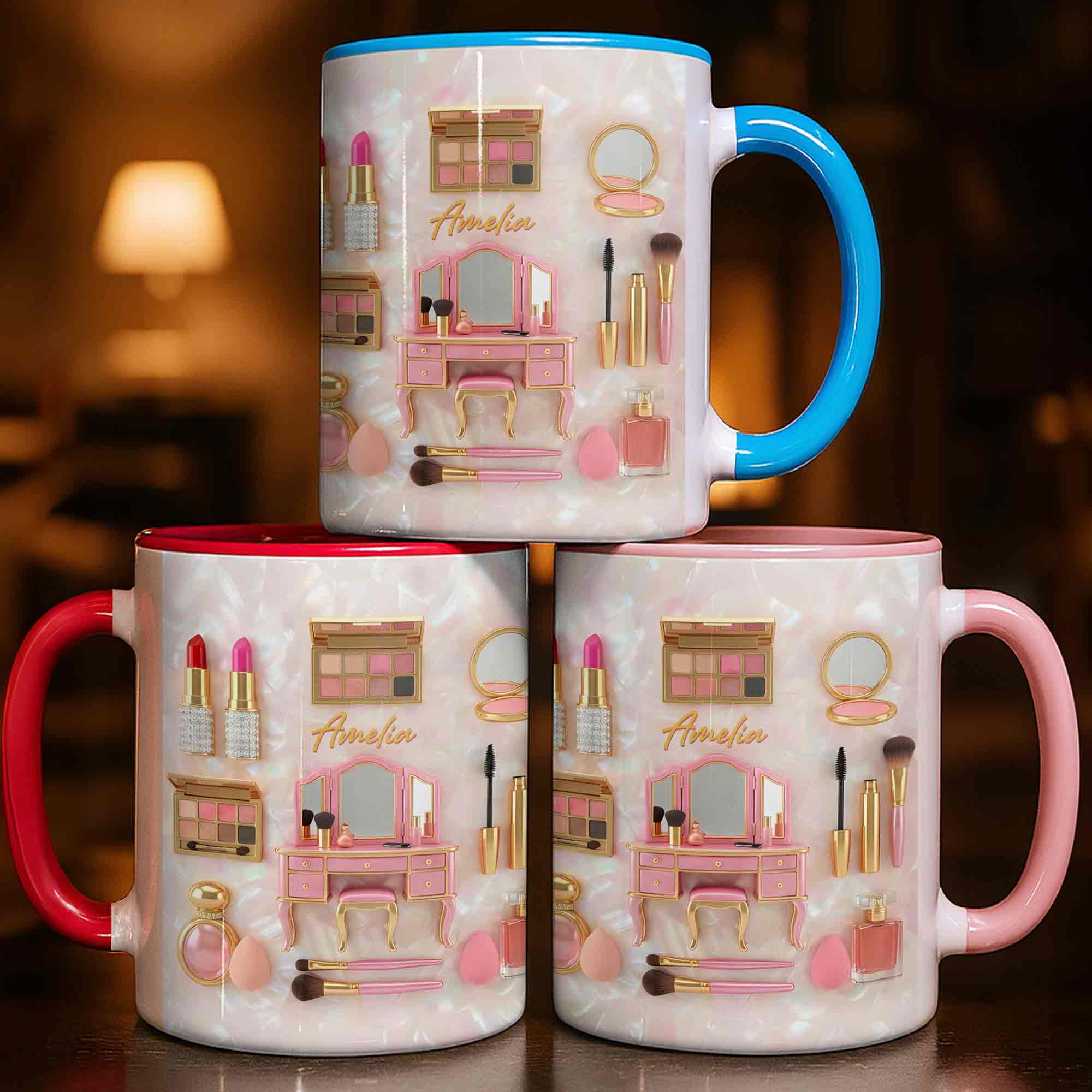 Stay Fabulous And Glamorous Makeup Vanity Accessories Design - Personalized Custom Accent Mug - JBS110_AMUG - Image 7