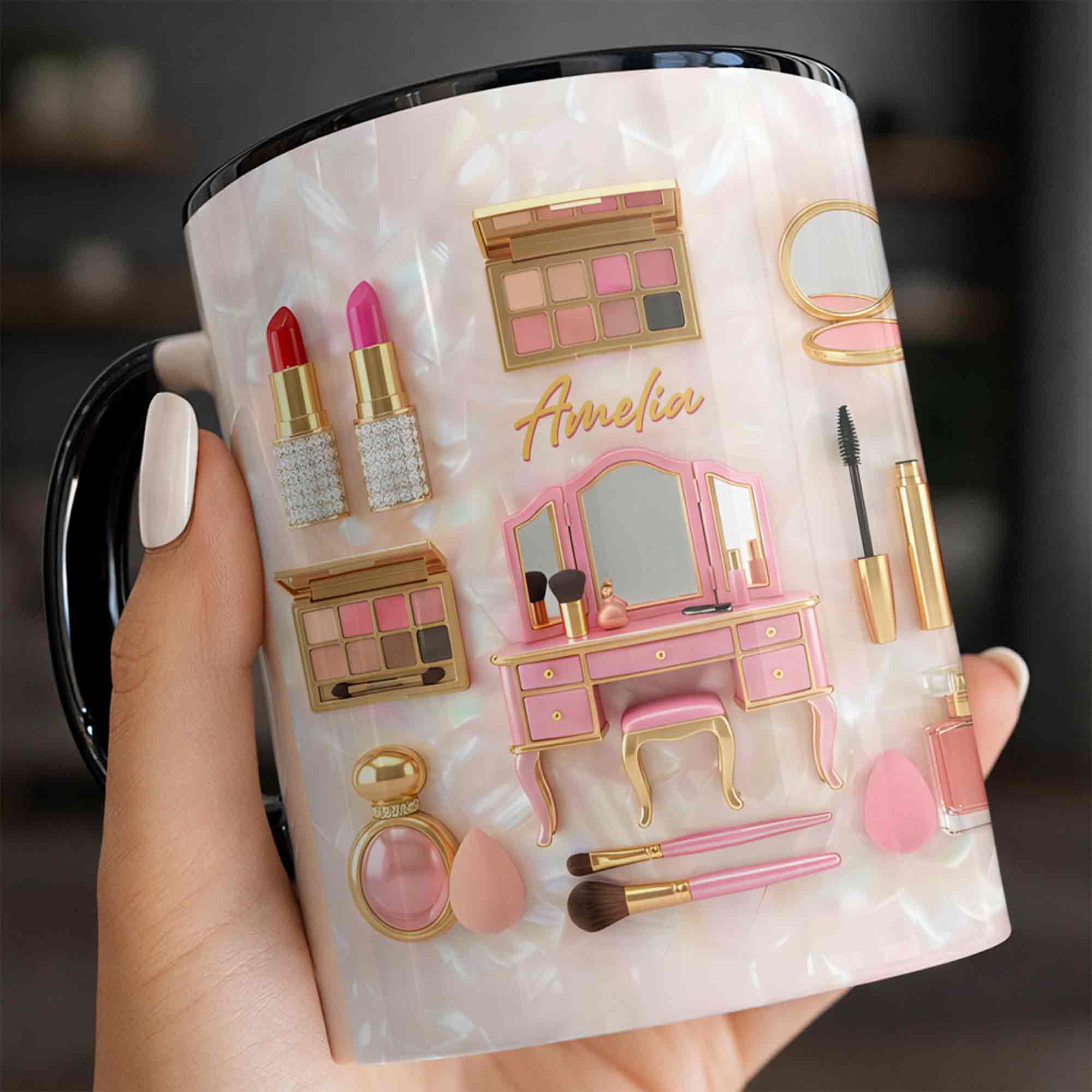 Stay Fabulous And Glamorous Makeup Vanity Accessories Design - Personalized Custom Accent Mug - JBS110_AMUG - Image 8