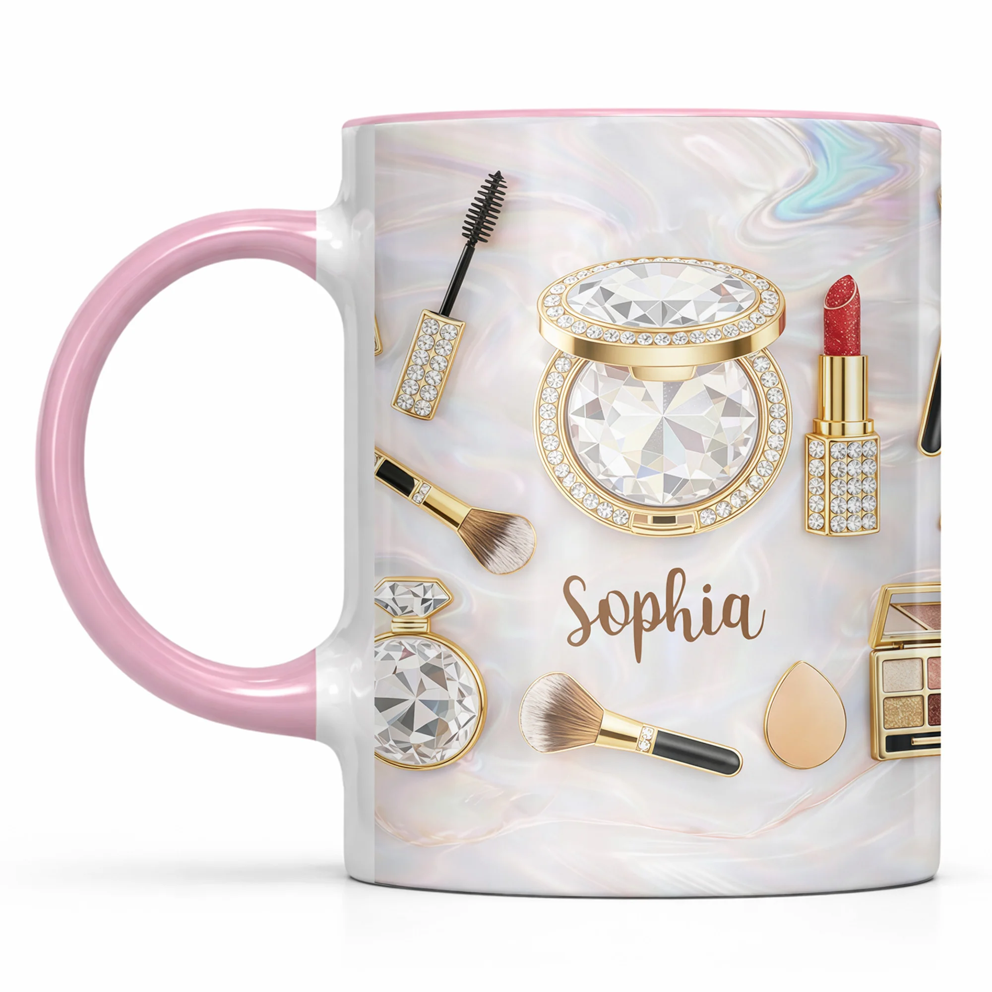 Stay Fabulous With My Everyday Essentials Makeup And Cosmetics Pattern - Personalized Custom Accent Mug - HOB086_AMUG - Image 11