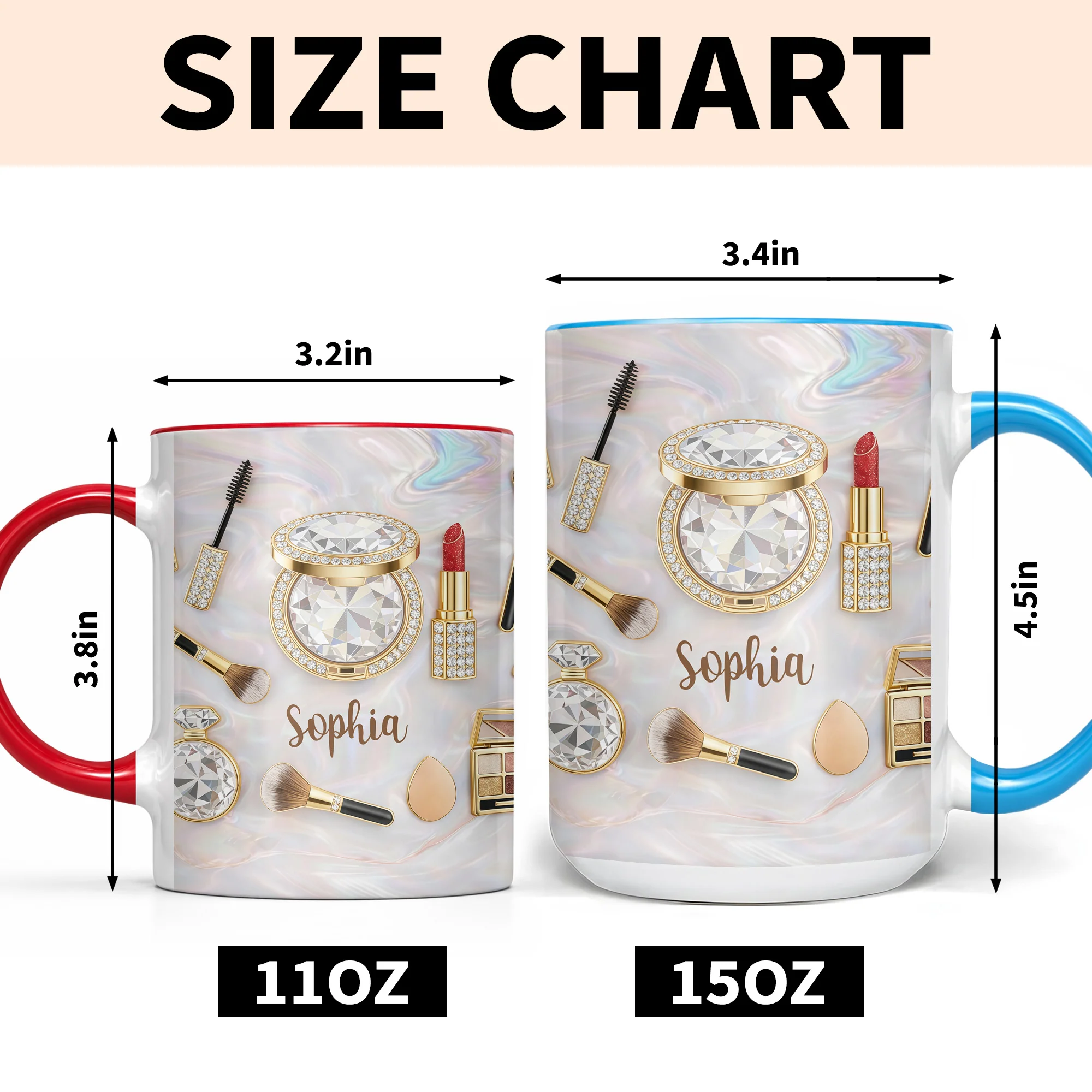 Stay Fabulous With My Everyday Essentials Makeup And Cosmetics Pattern - Personalized Custom Accent Mug - HOB086_AMUG - Image 6