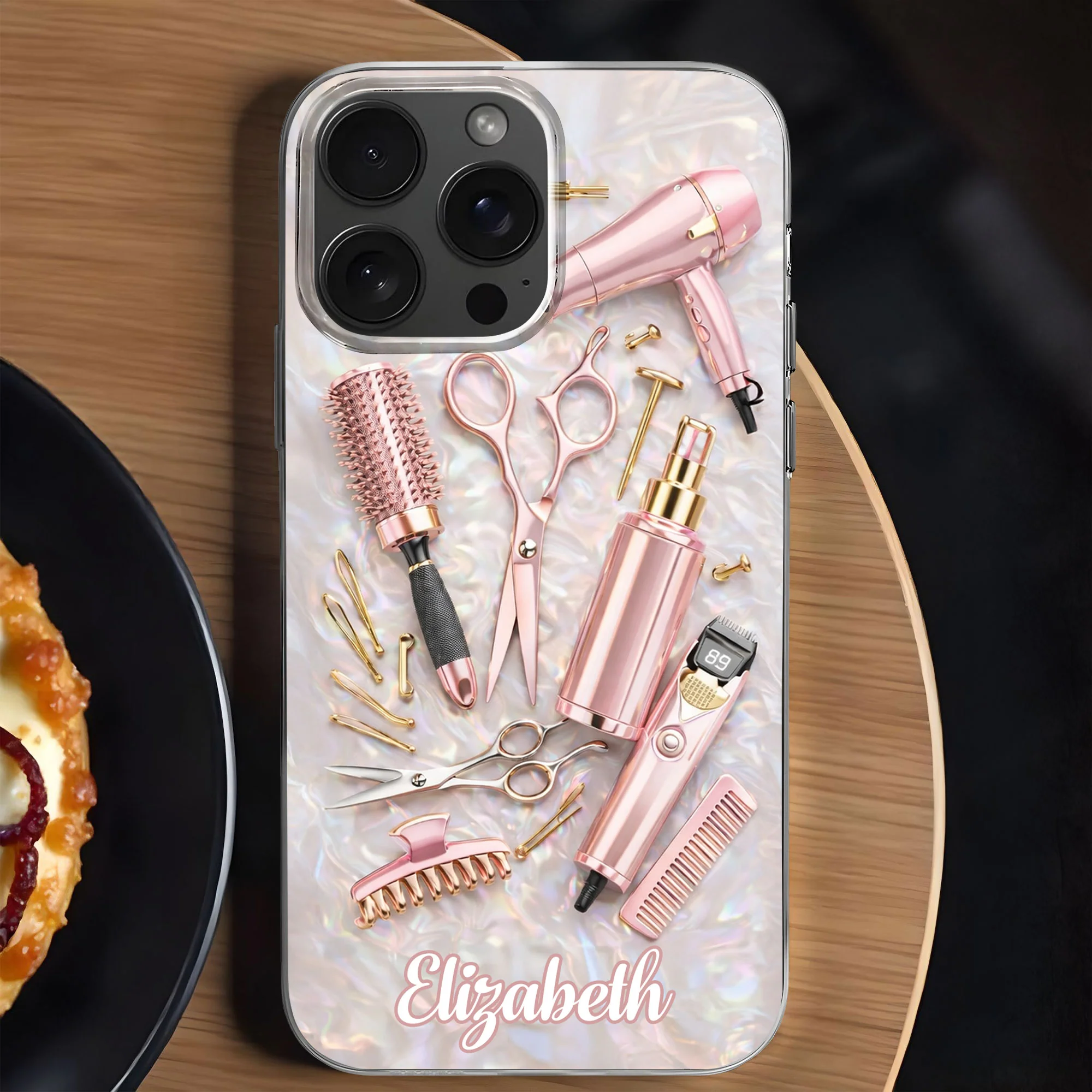 Styling Dreams With Grace And Passion Hair Stylist Tools Design - Personalized Clear Phone Case - HAIR006_PHC