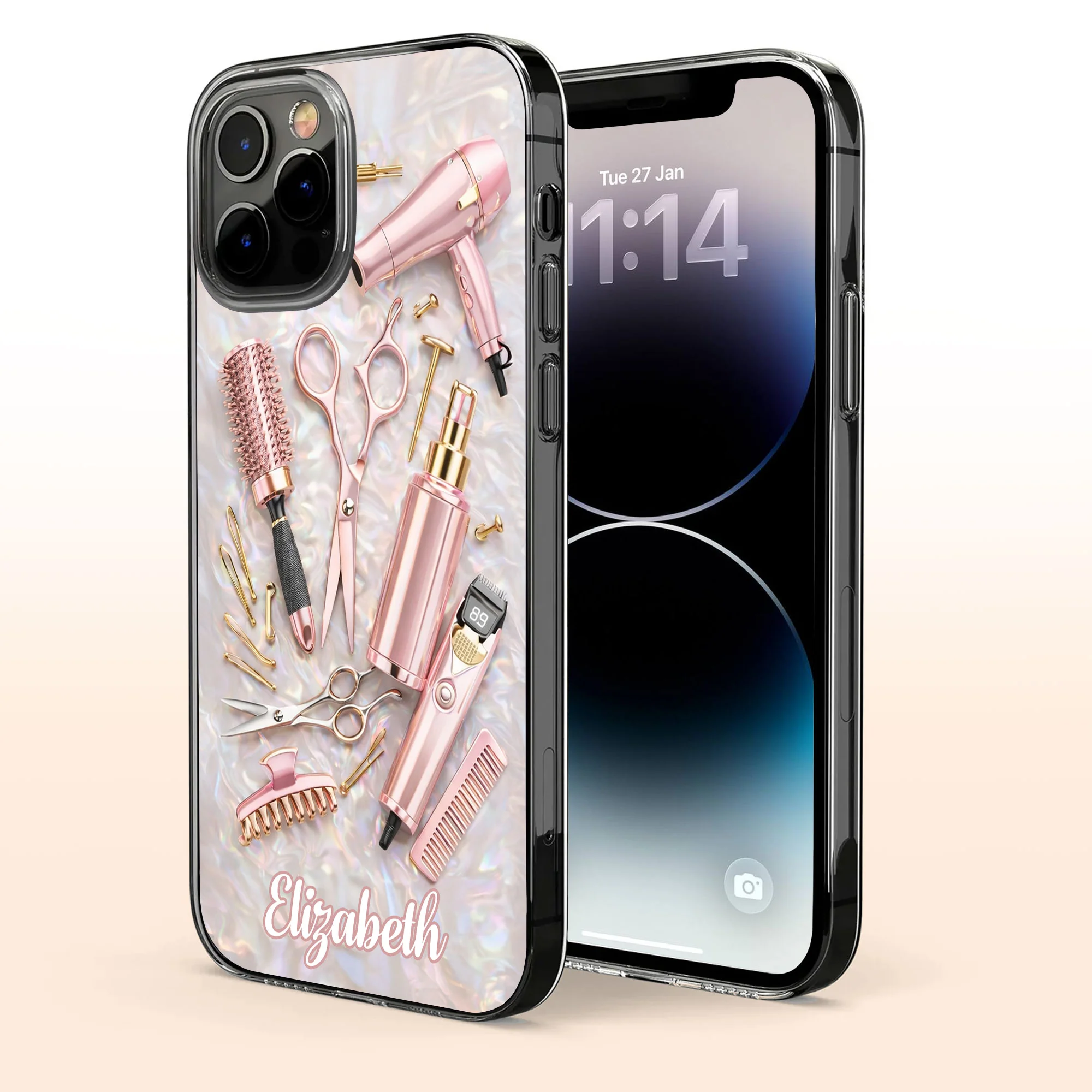 Styling Dreams With Grace And Passion Hair Stylist Tools Design - Personalized Clear Phone Case - HAIR006_PHC - Image 3
