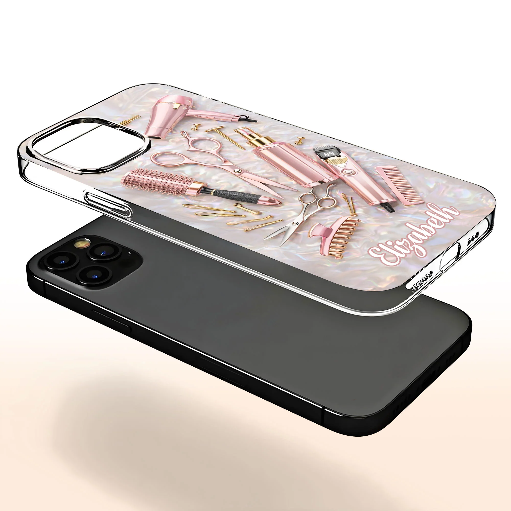Styling Dreams With Grace And Passion Hair Stylist Tools Design - Personalized Clear Phone Case - HAIR006_PHC - Image 4