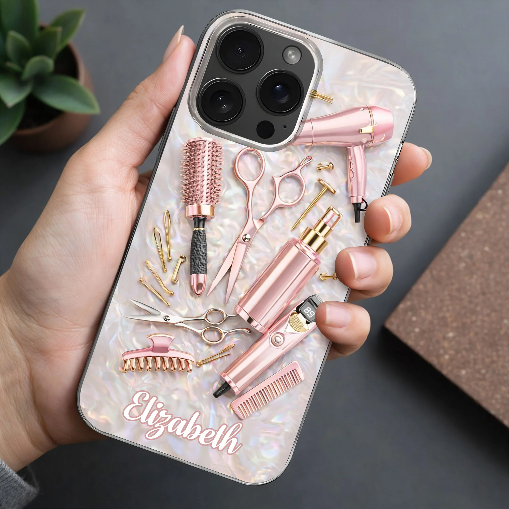 Styling Dreams With Grace And Passion Hair Stylist Tools Design - Personalized Clear Phone Case - HAIR006_PHC - Image 5