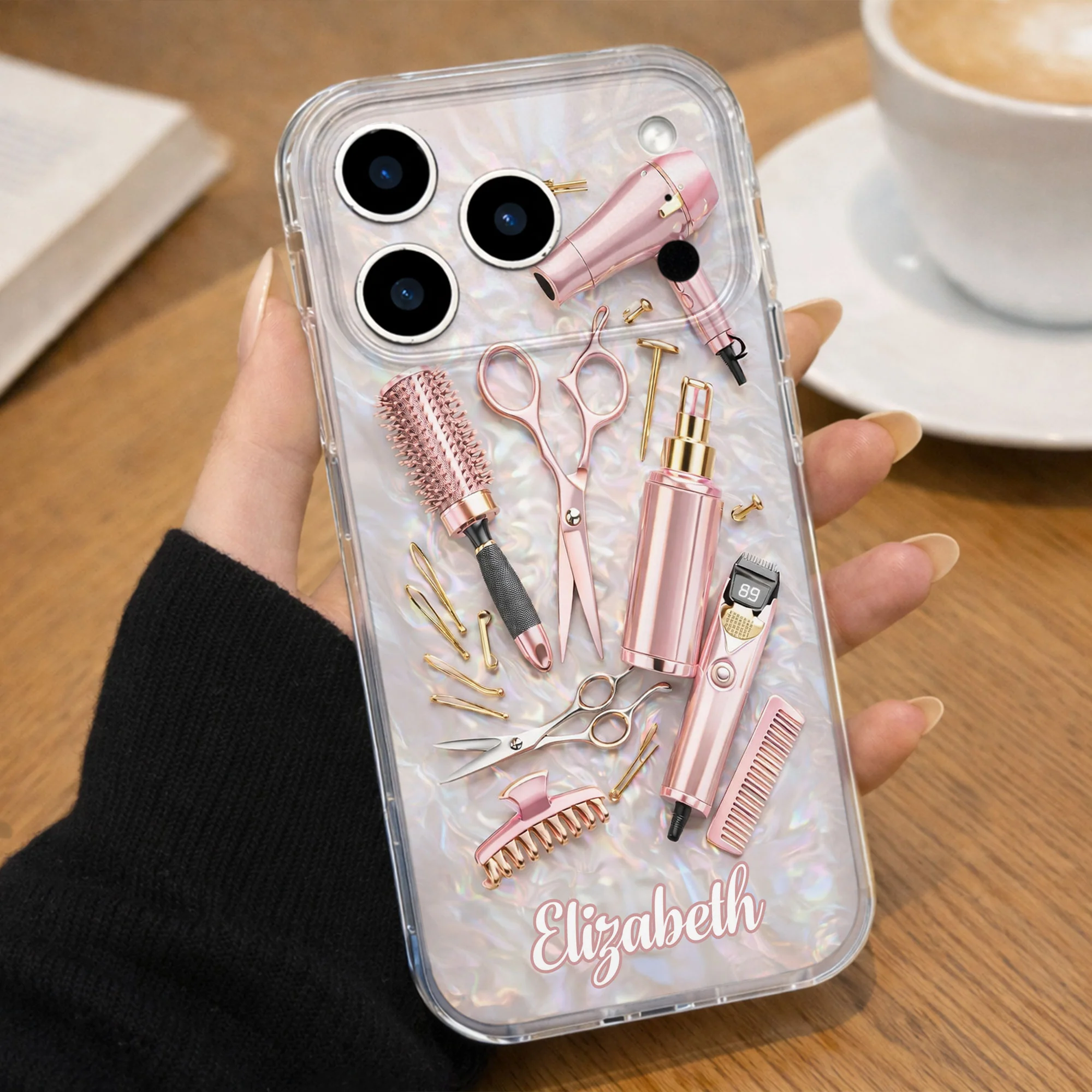 Styling Dreams With Grace And Passion Hair Stylist Tools Design - Personalized Clear Phone Case - HAIR006_PHC - Image 6