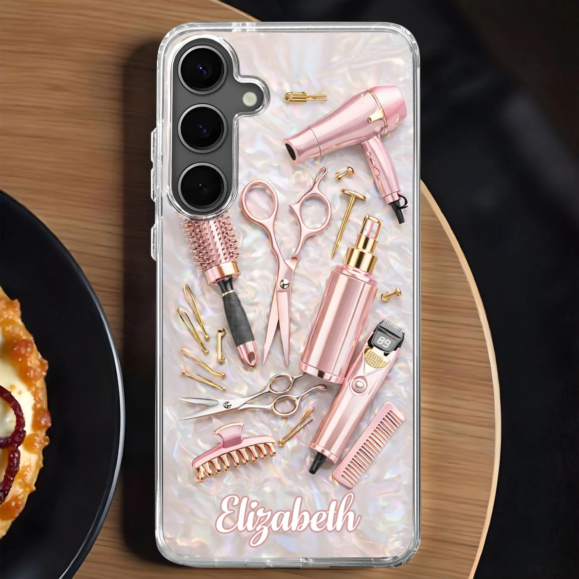 Styling Dreams With Grace And Passion Hair Stylist Tools Design - Personalized Clear Phone Case - HAIR006_PHC - Image 7
