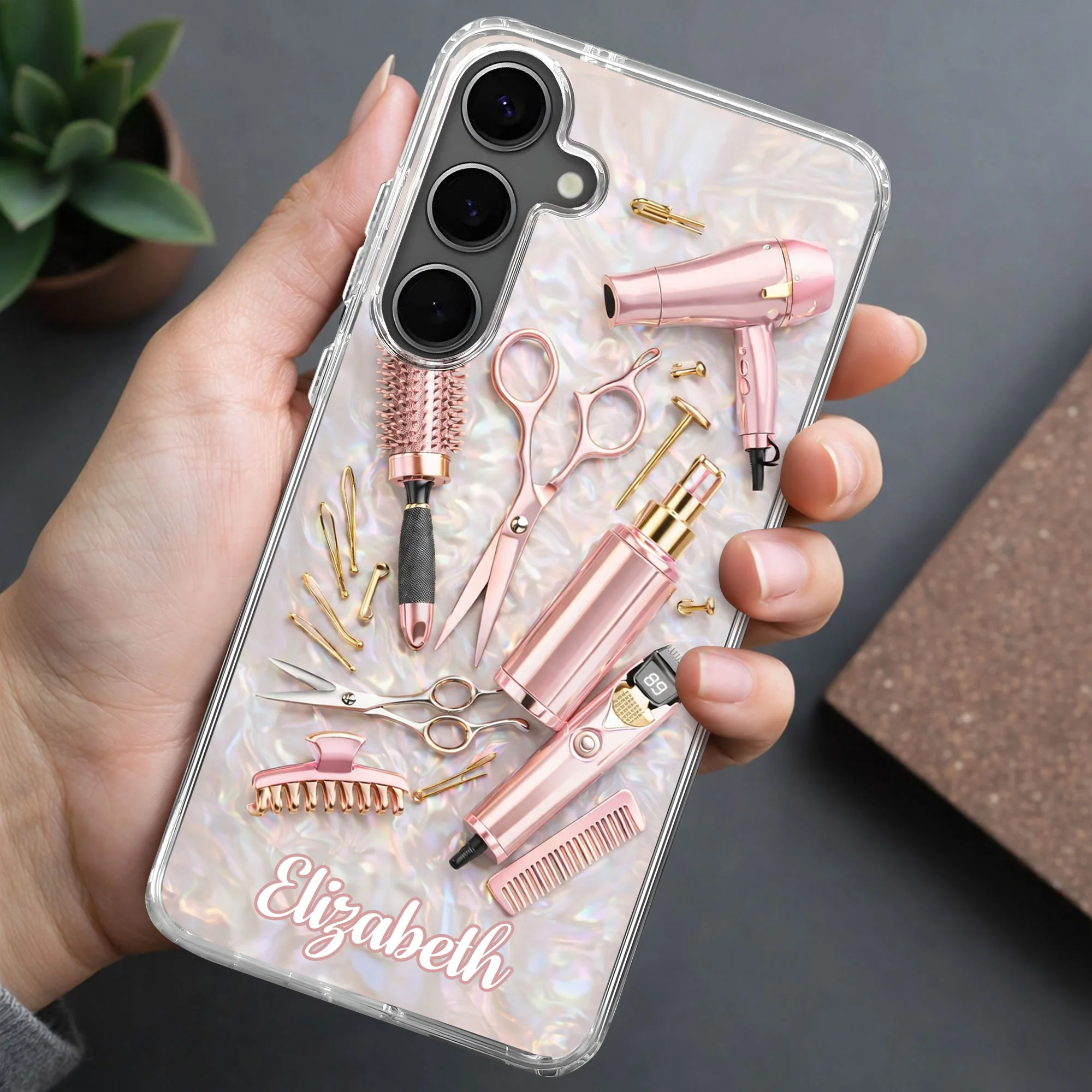 Styling Dreams With Grace And Passion Hair Stylist Tools Design - Personalized Clear Phone Case - HAIR006_PHC - Image 8