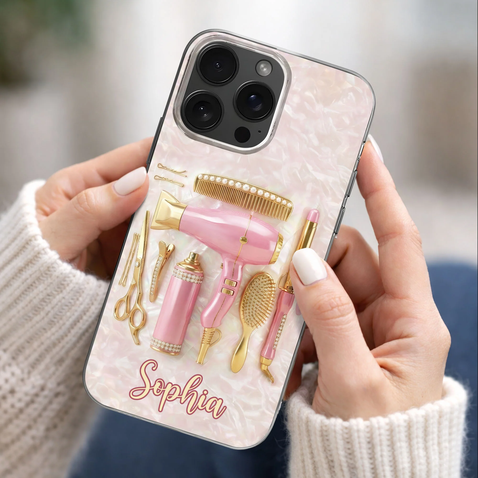 Styling Is An Art With Hair Dryer And Scissors Tools - Personalized Clear Phone Case - HAIR007_PHC - Image 2