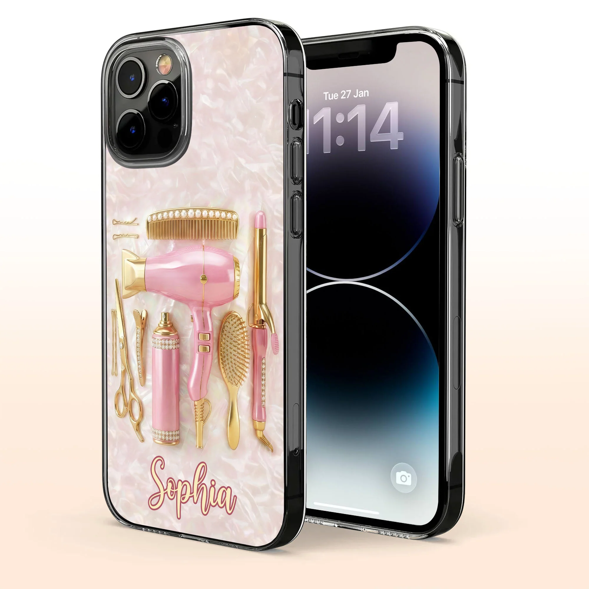 Styling Is An Art With Hair Dryer And Scissors Tools - Personalized Clear Phone Case - HAIR007_PHC - Image 3