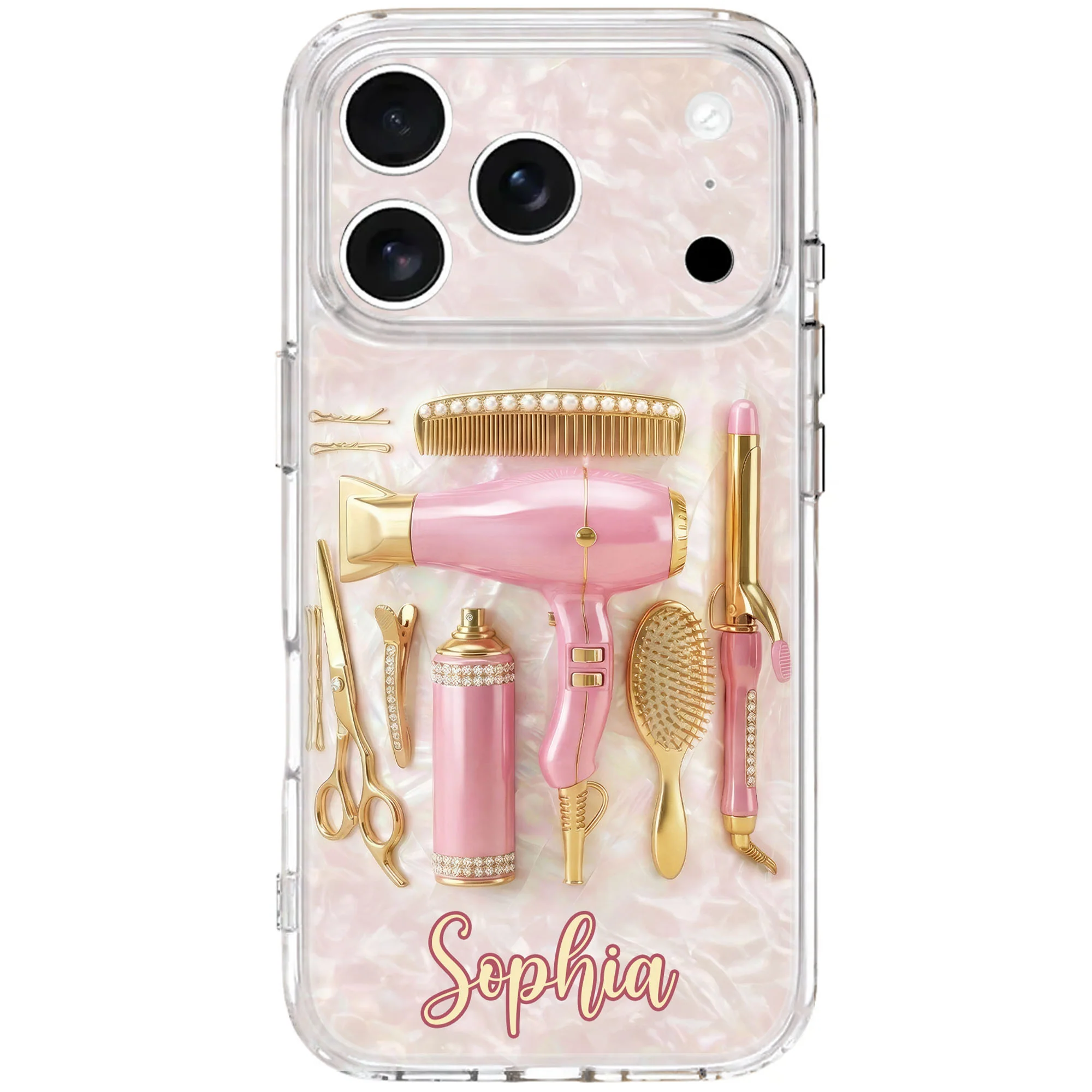 Styling Is An Art With Hair Dryer And Scissors Tools - Personalized Clear Phone Case - HAIR007_PHC - Image 6