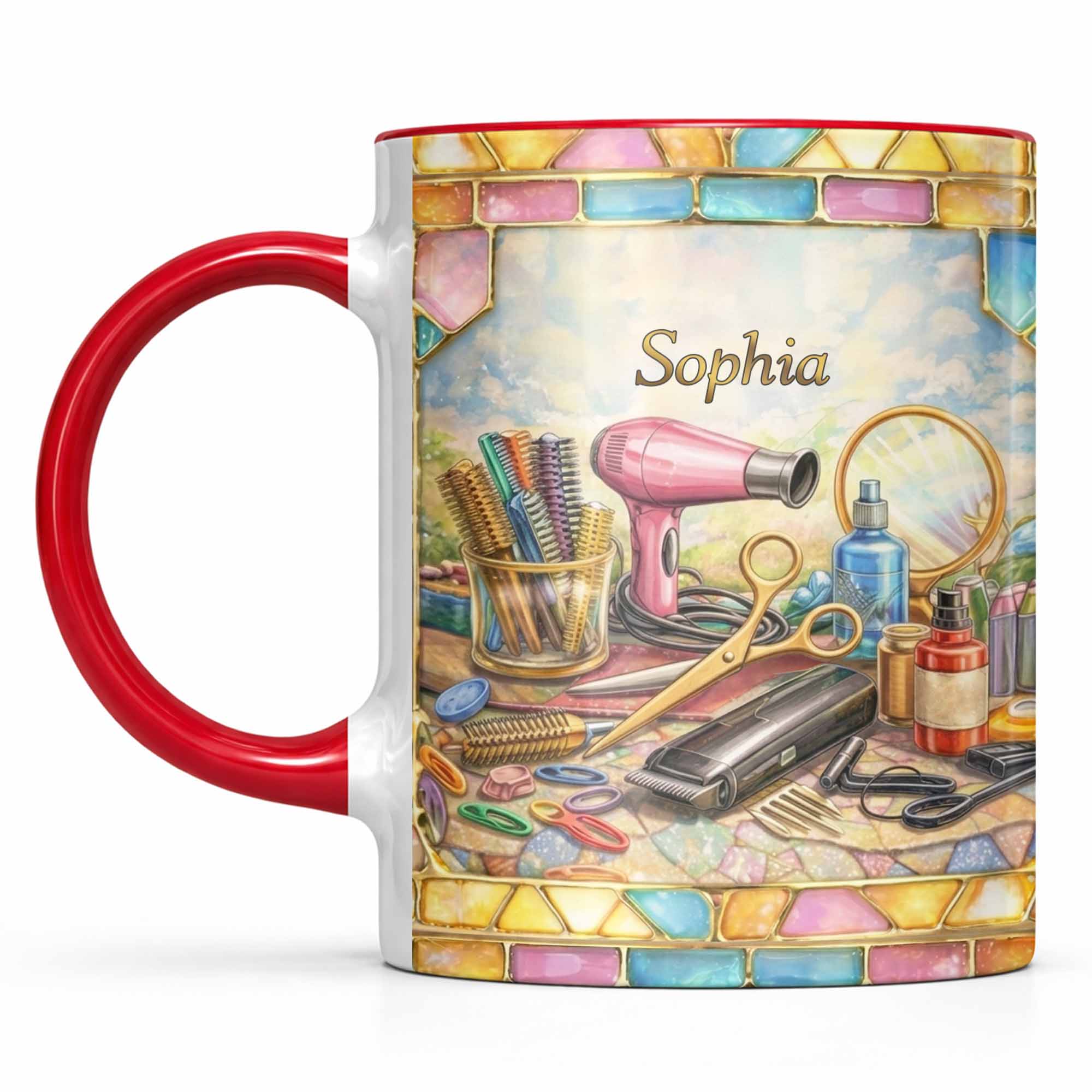 Talented Hairstylist Creating Magic With Scissors And Hair Dryer Design - Personalized Custom Accent Mug - JBS124_AMUG - Image 11
