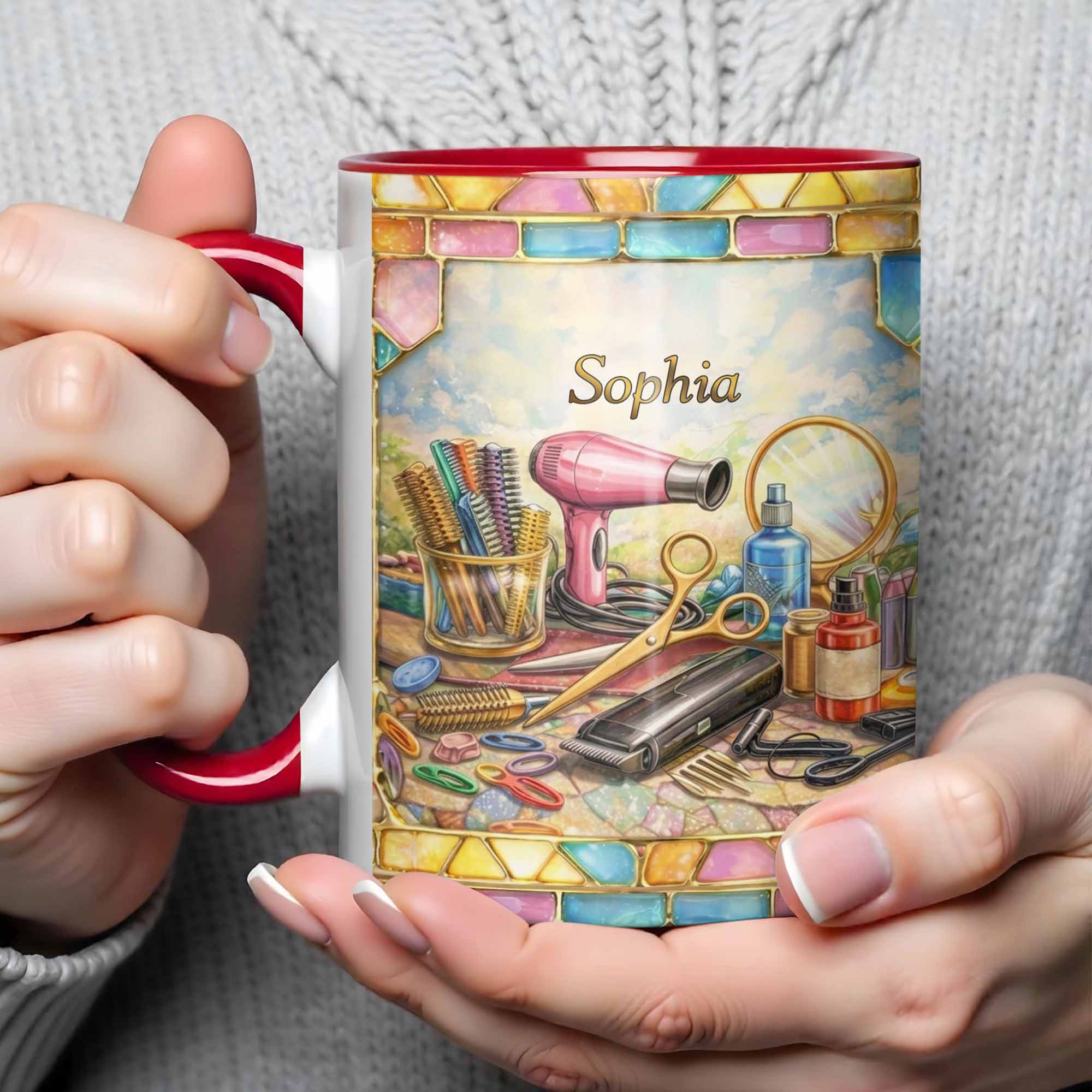 Talented Hairstylist Creating Magic With Scissors And Hair Dryer Design - Personalized Custom Accent Mug - JBS124_AMUG - Image 7