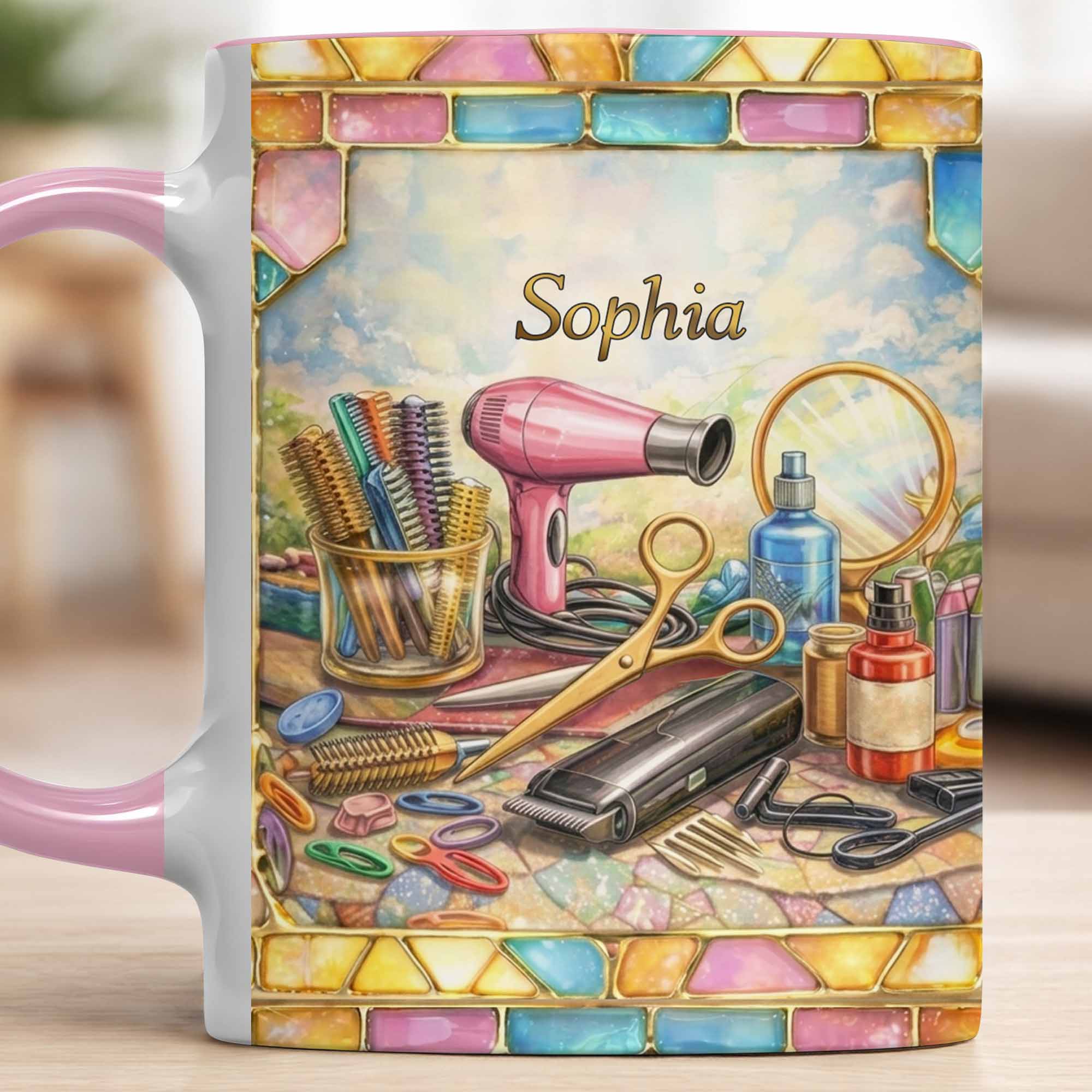 Talented Hairstylist Creating Magic With Scissors And Hair Dryer Design - Personalized Custom Accent Mug - JBS124_AMUG - Image 9