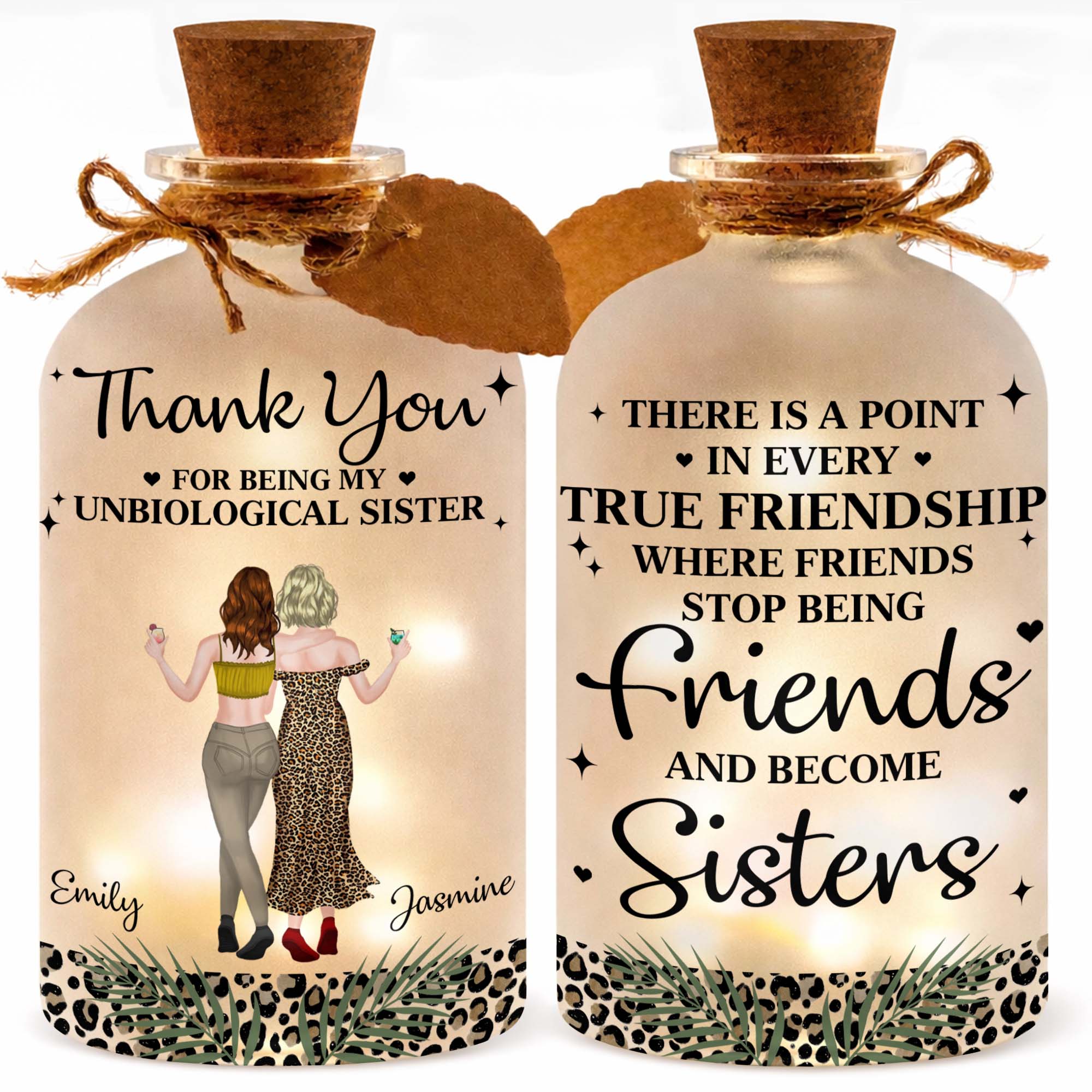 Thank You For Being My Unbiological Sister Best Friends With Leopard Print - Personalized Short Bottle Light - BST468_SBOLI - Image 10