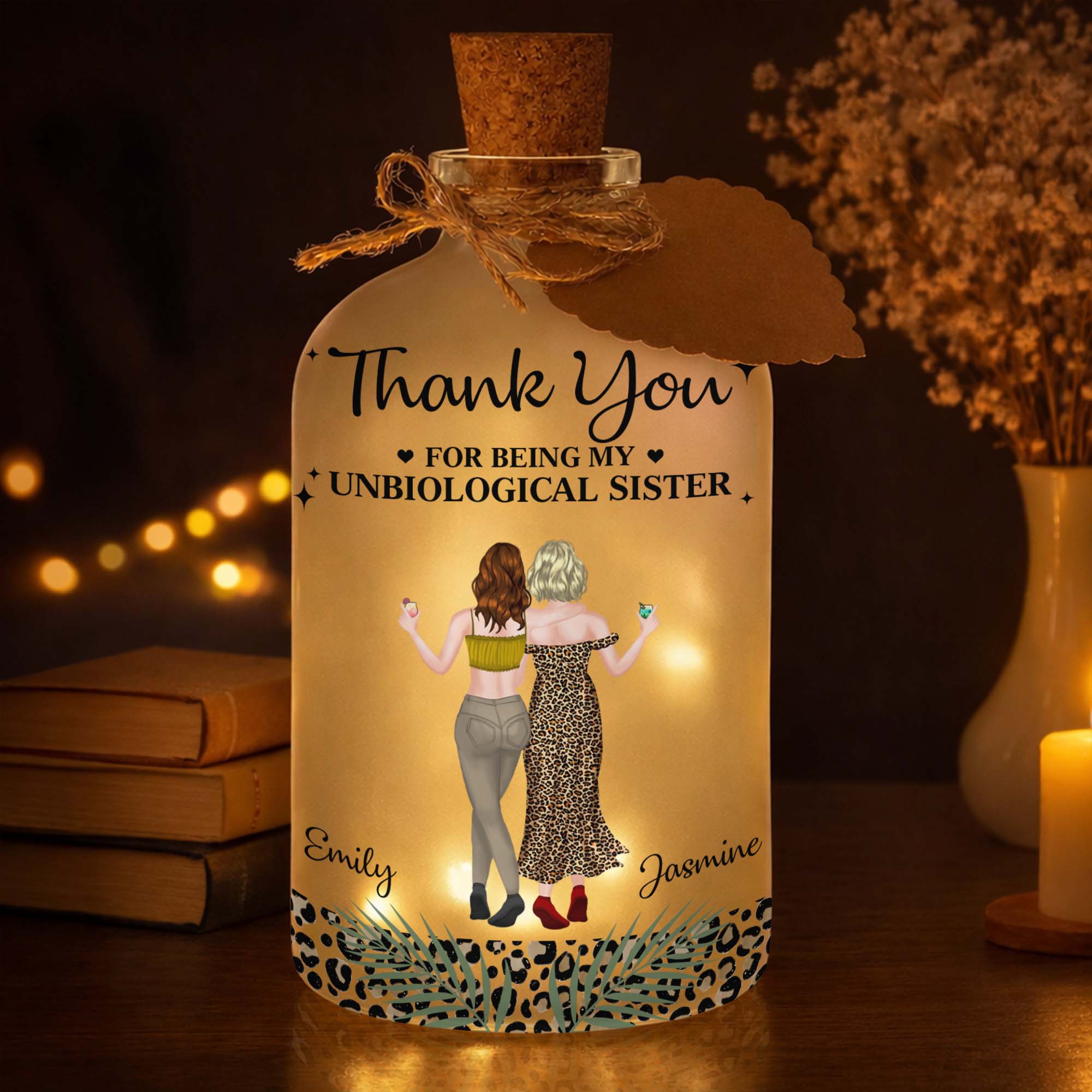 Thank You For Being My Unbiological Sister Best Friends With Leopard Print - Personalized Short Bottle Light - BST468_SBOLI - Image 3