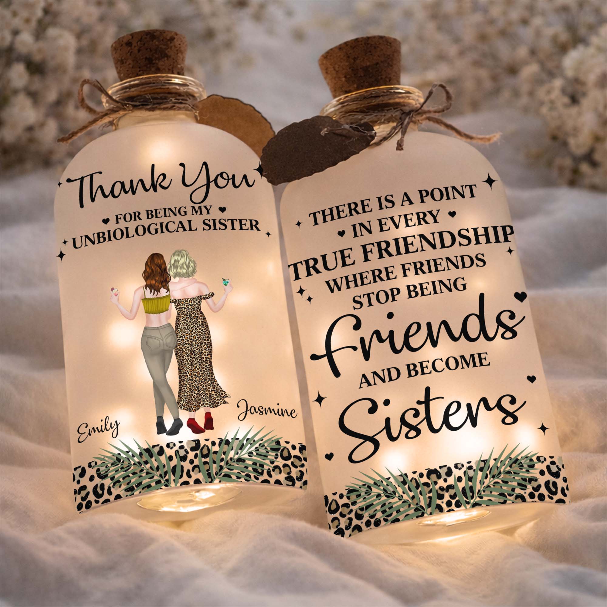 Thank You For Being My Unbiological Sister Best Friends With Leopard Print - Personalized Short Bottle Light - BST468_SBOLI - Image 4