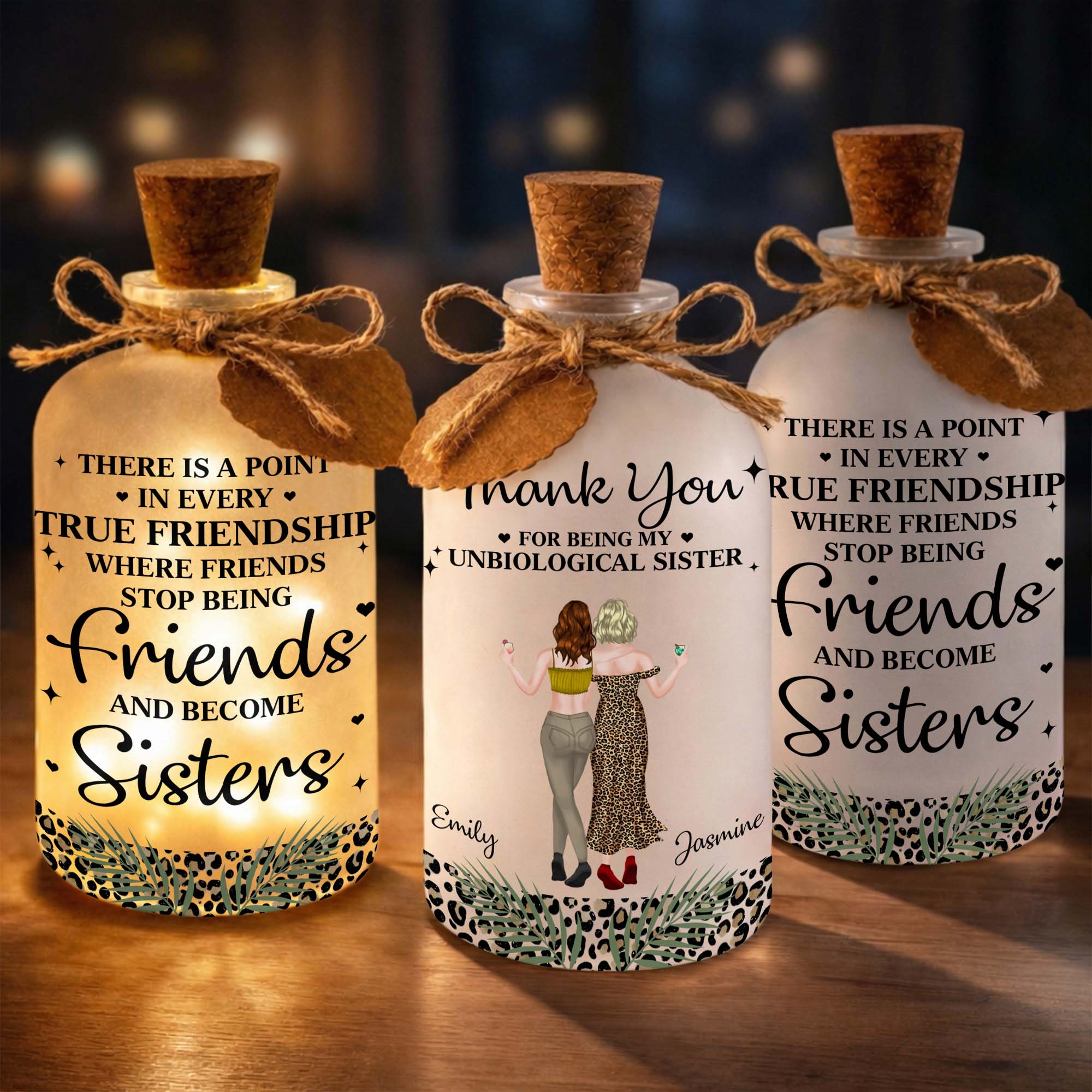 Thank You For Being My Unbiological Sister Best Friends With Leopard Print - Personalized Short Bottle Light - BST468_SBOLI - Image 7