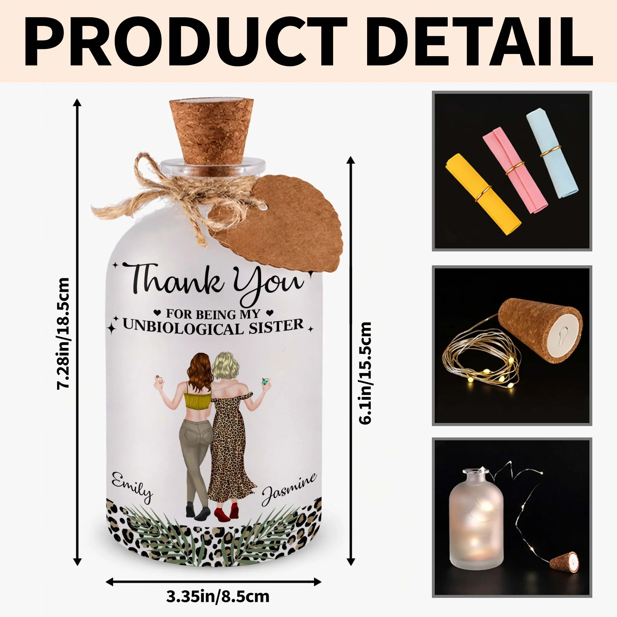 Thank You For Being My Unbiological Sister Best Friends With Leopard Print - Personalized Short Bottle Light - BST468_SBOLI - Image 9