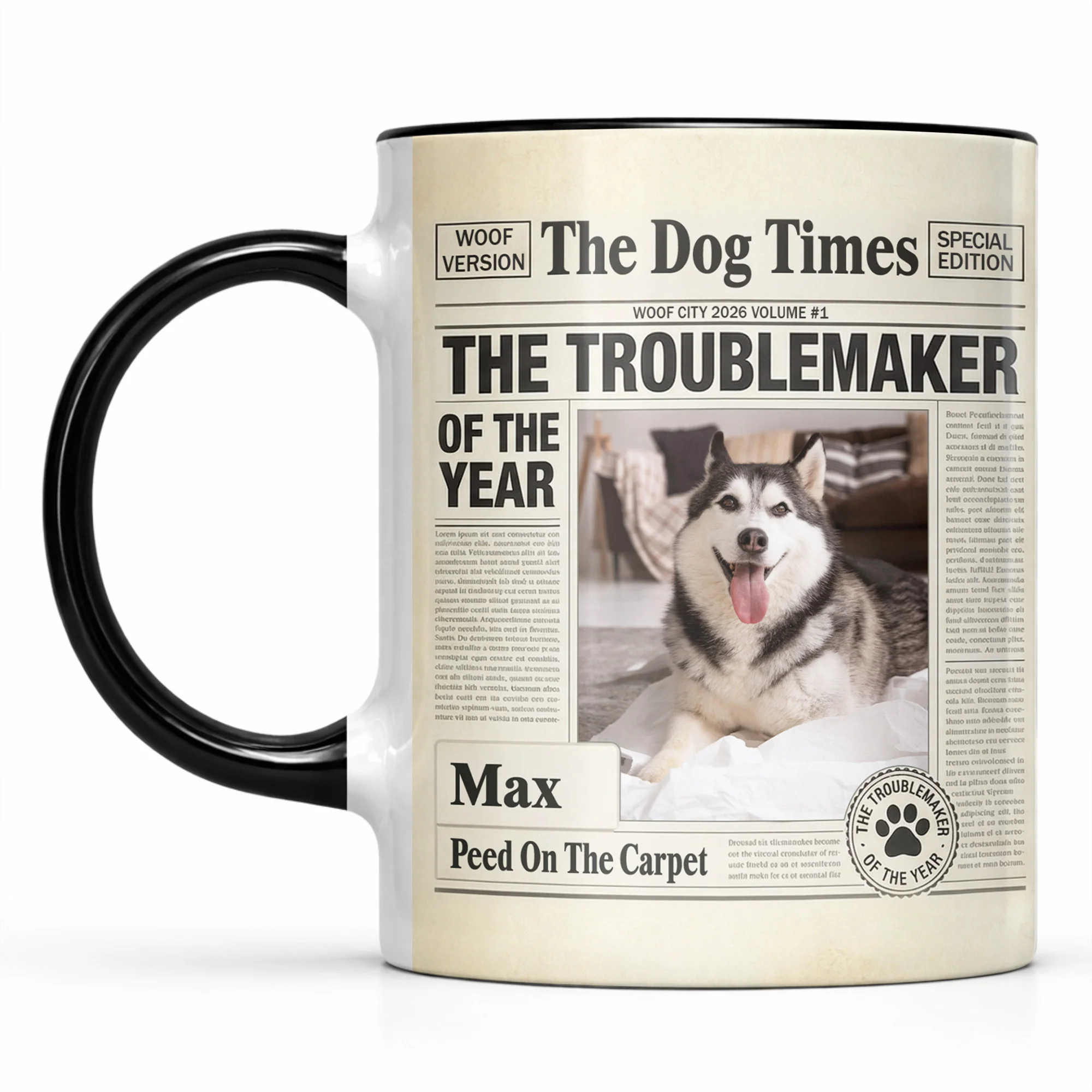 The Dog Times The Troublemaker Of The Year Newspaper Design Dog Photo - Personalized Custom Accent Mug - PET160_AMUG - Image 11