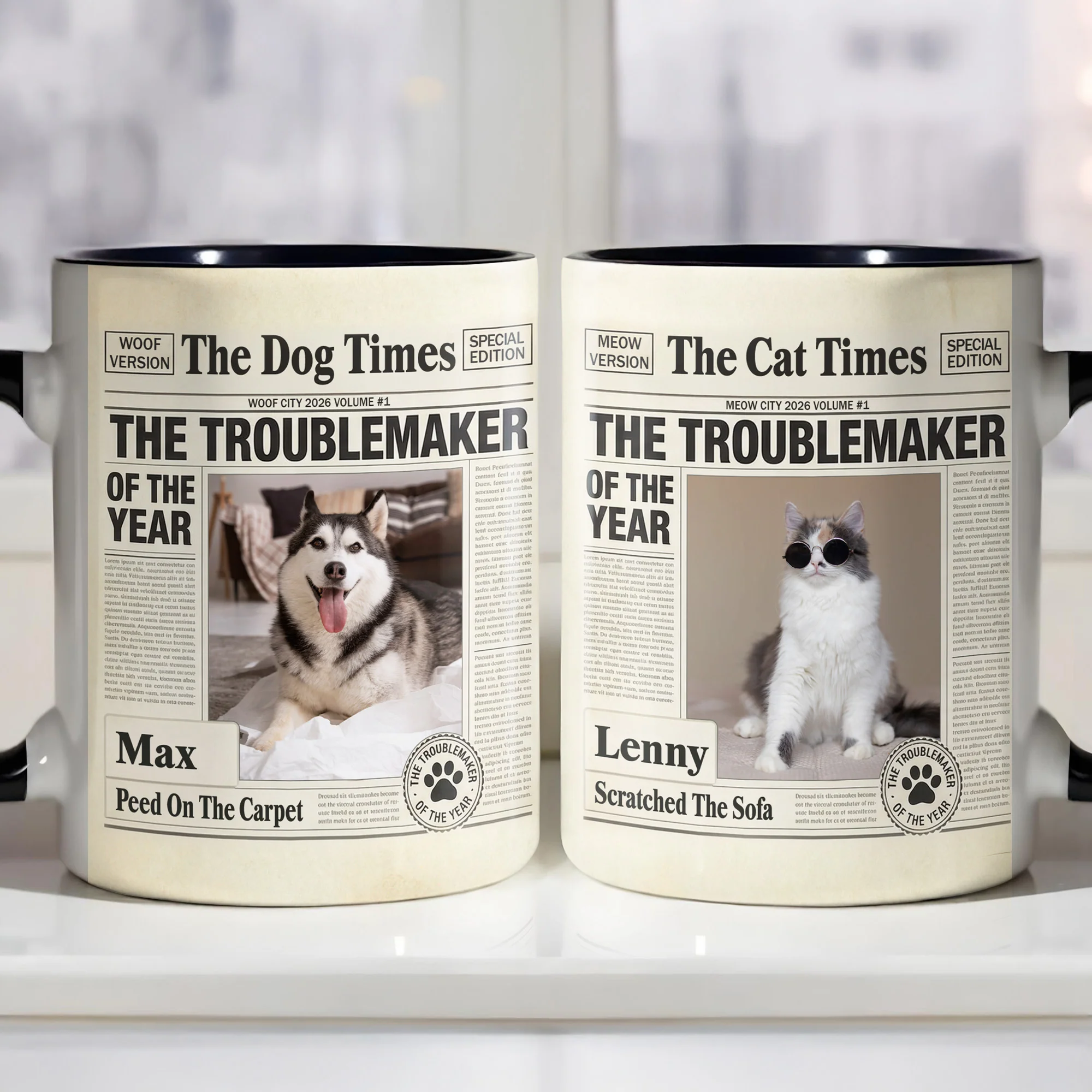The Dog Times The Troublemaker Of The Year Newspaper Design Dog Photo - Personalized Custom Accent Mug - PET160_AMUG - Image 4