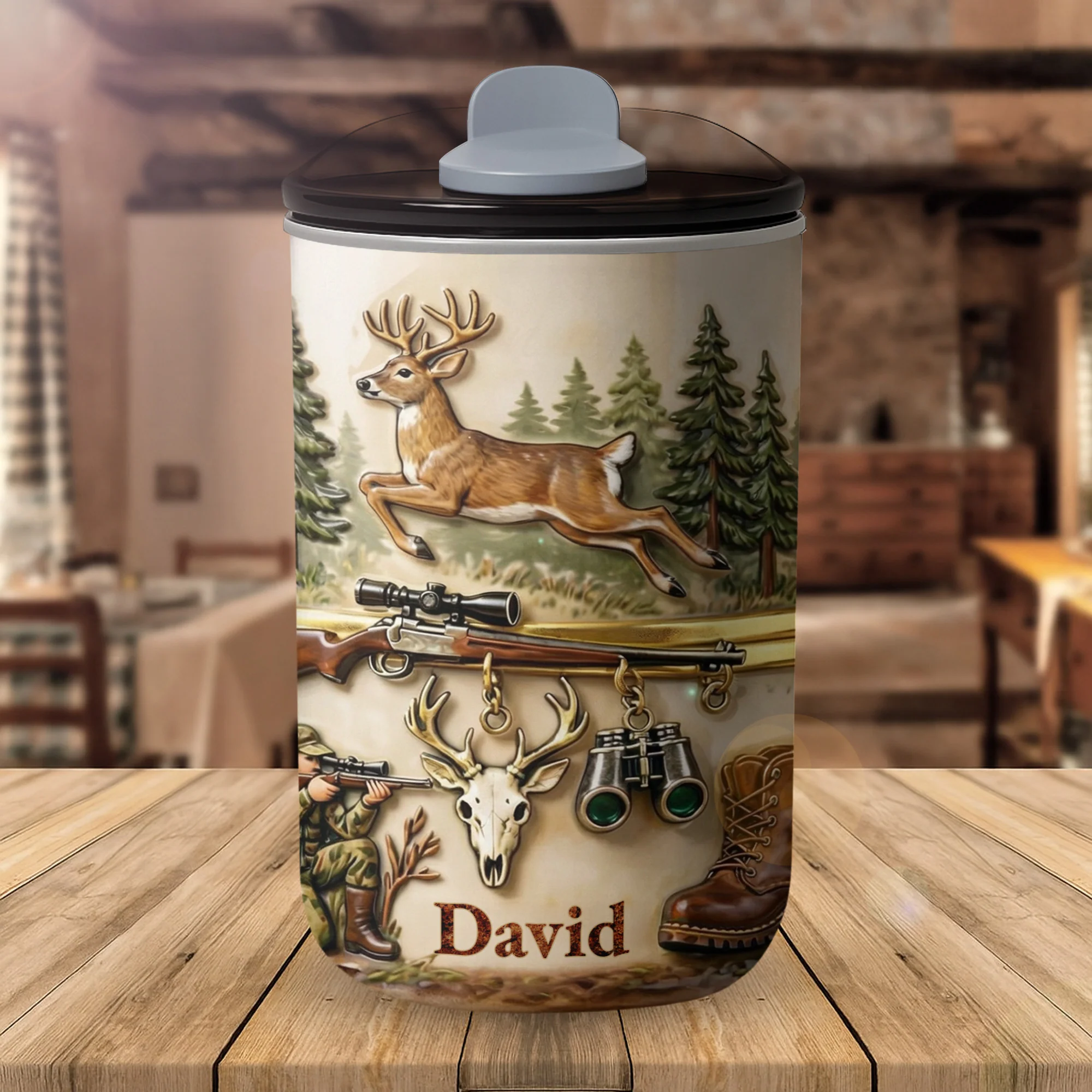 The Great Outdoors Hunter Spirit with Buck and Rifle - Personalized Custom 10oz Tumbler - HTG006_MTUM - Image 4