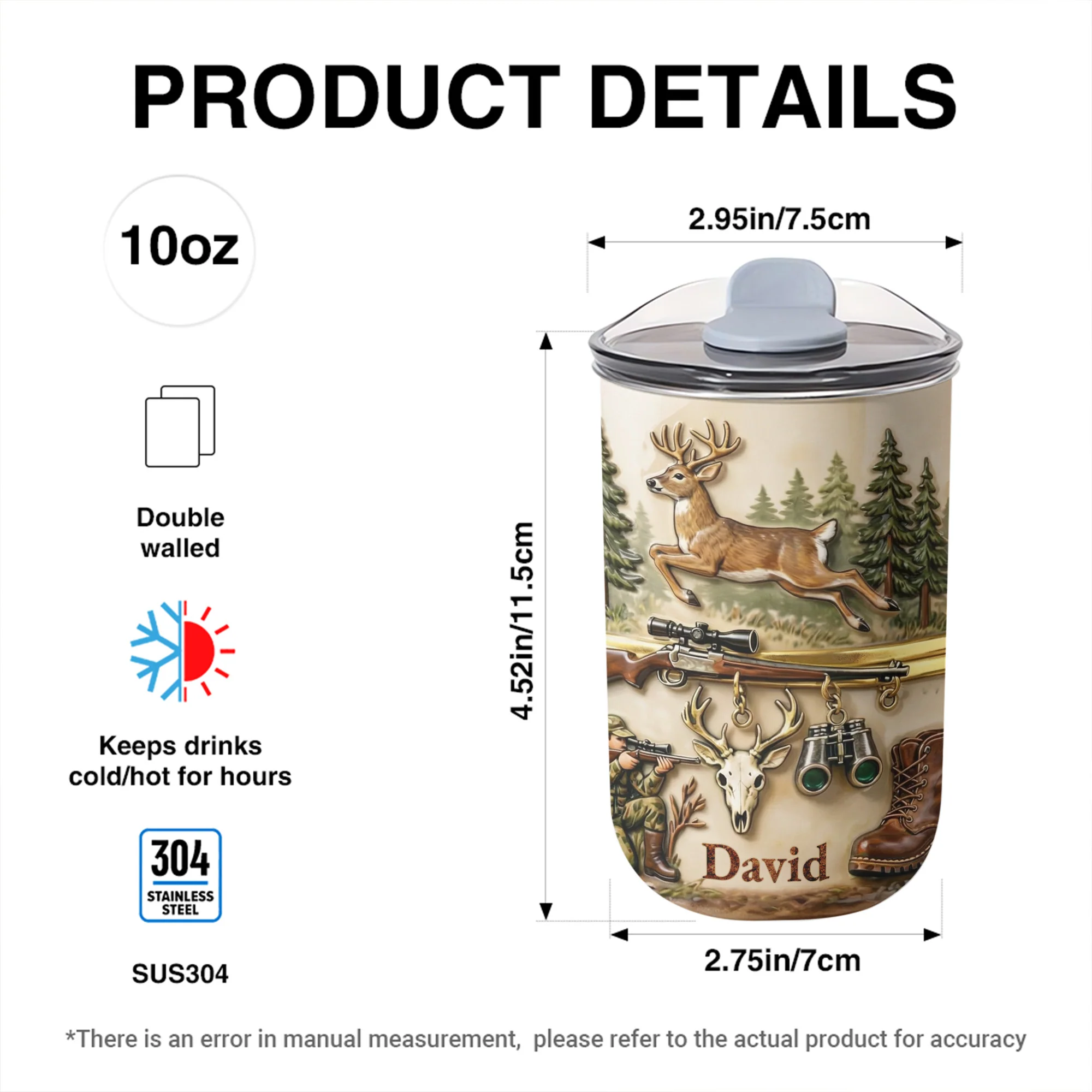 The Great Outdoors Hunter Spirit with Buck and Rifle - Personalized Custom 10oz Tumbler - HTG006_MTUM - Image 6