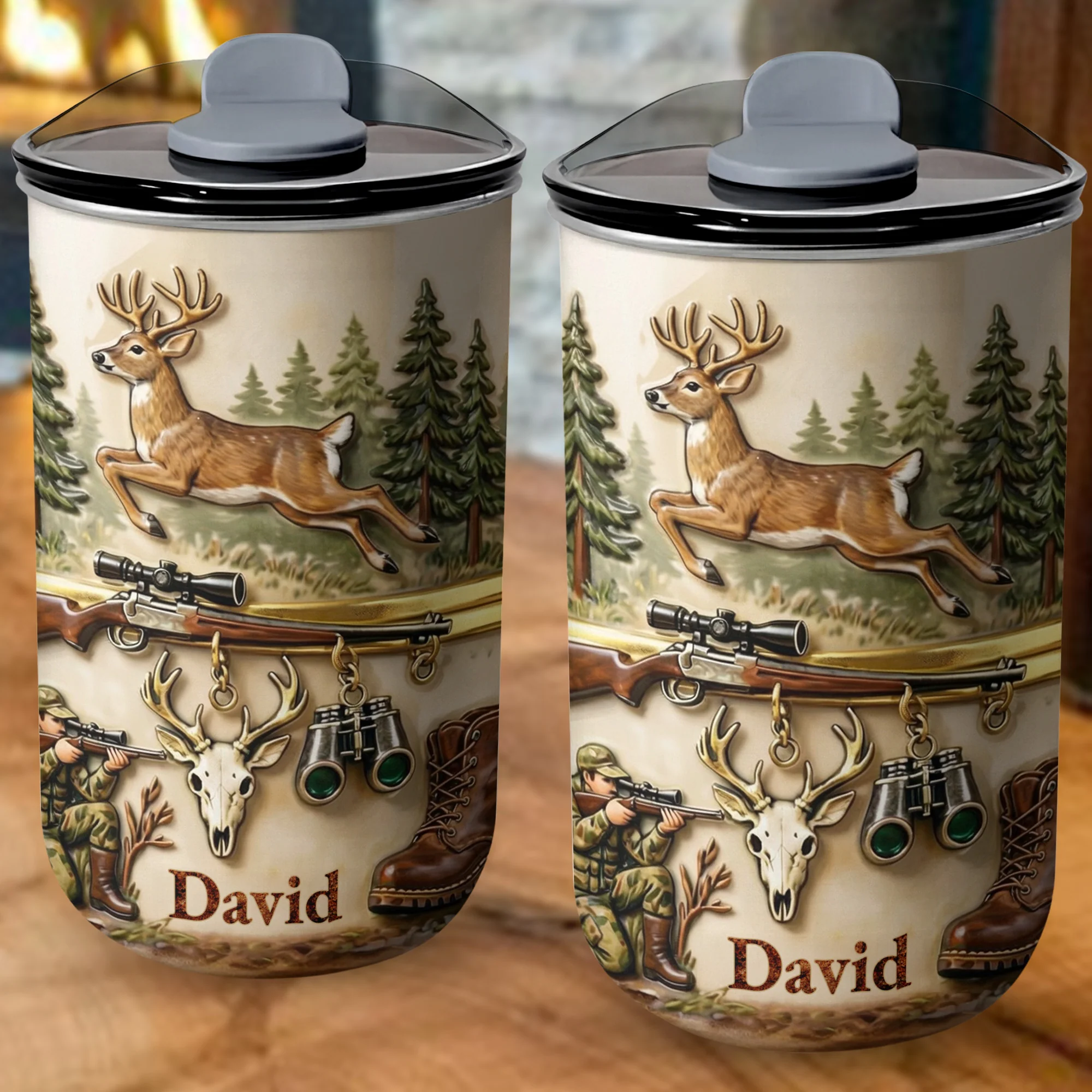 The Great Outdoors Hunter Spirit with Buck and Rifle - Personalized Custom 10oz Tumbler - HTG006_MTUM - Image 7