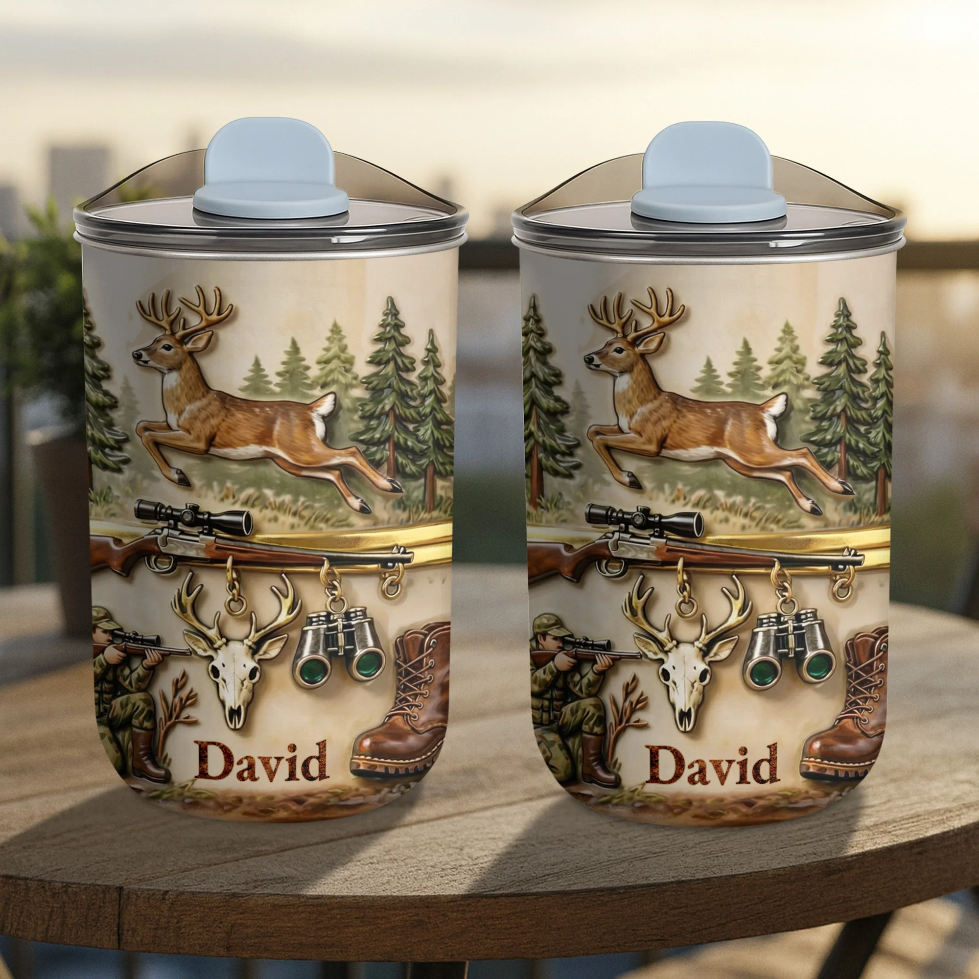 The Great Outdoors Hunter Spirit with Buck and Rifle - Personalized Custom 10oz Tumbler - HTG006_MTUM - Image 8