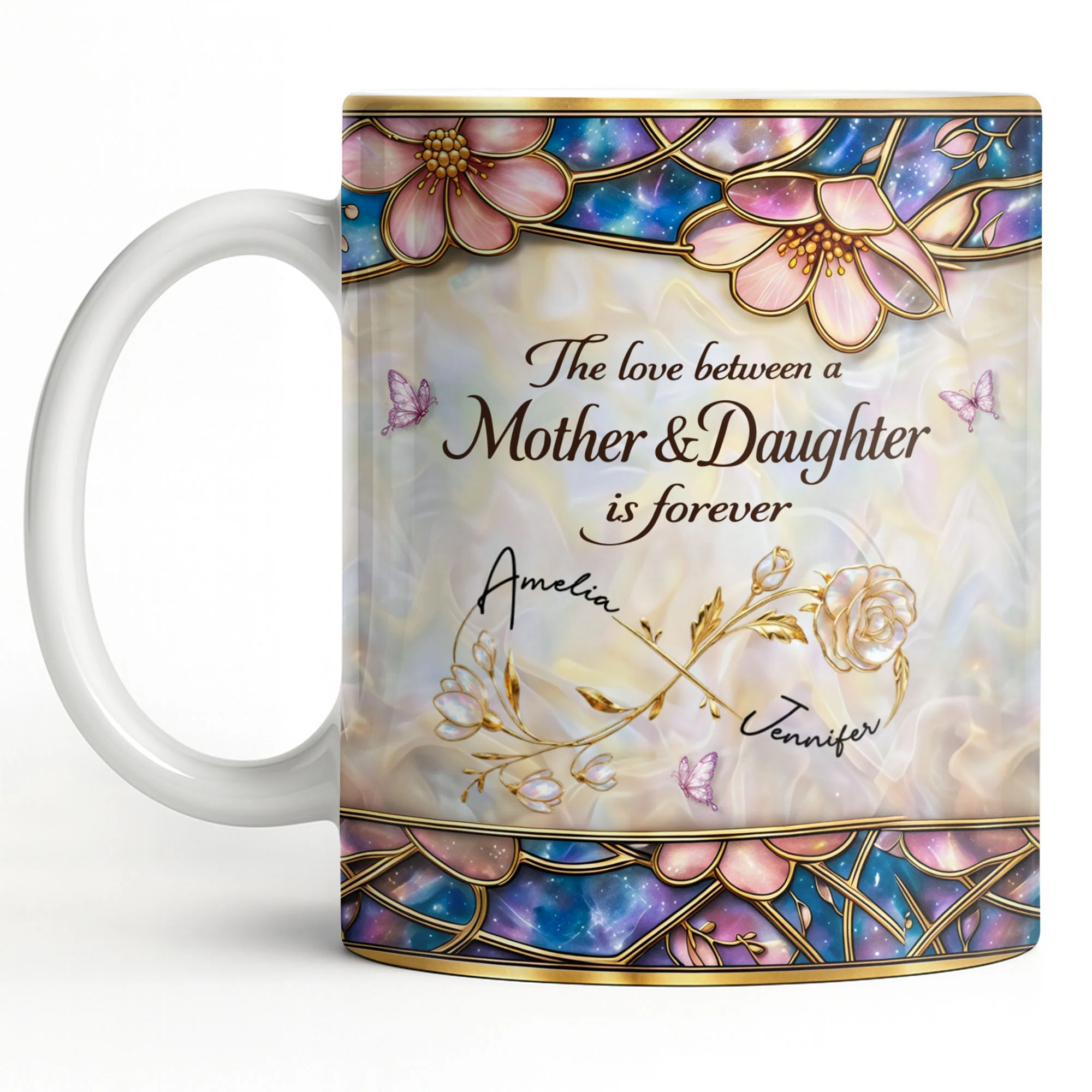 The Love Between A Mother And Daughter Is Forever Flowers And Butterflies - Personalized Custom Coffee Mug - MOM196_MG - Image 10