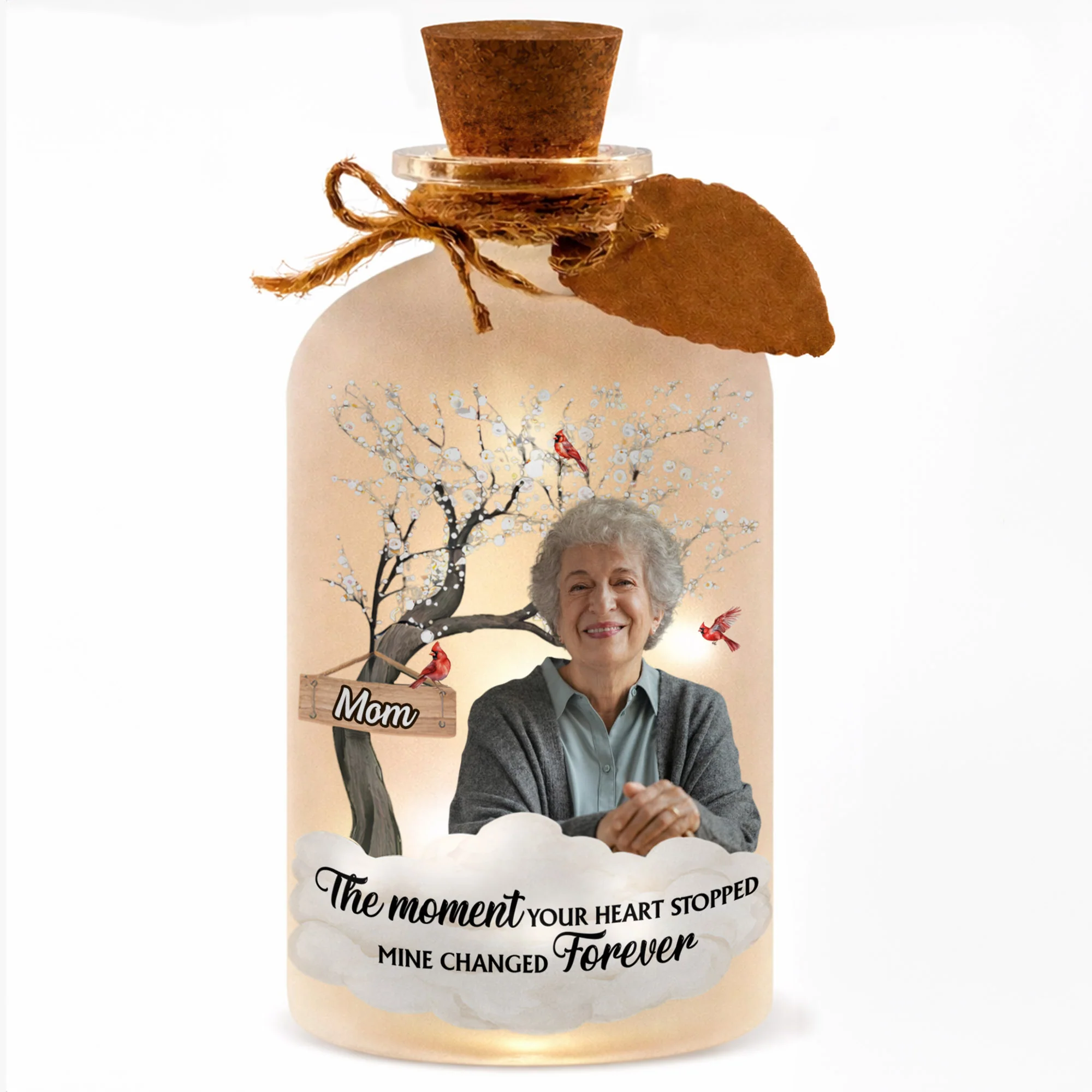 The Moment Your Heart Stopped Mine Changed Forever Cardinal Tree - Personalized Short Bottle Light - HME326_SBOLI - Image 11