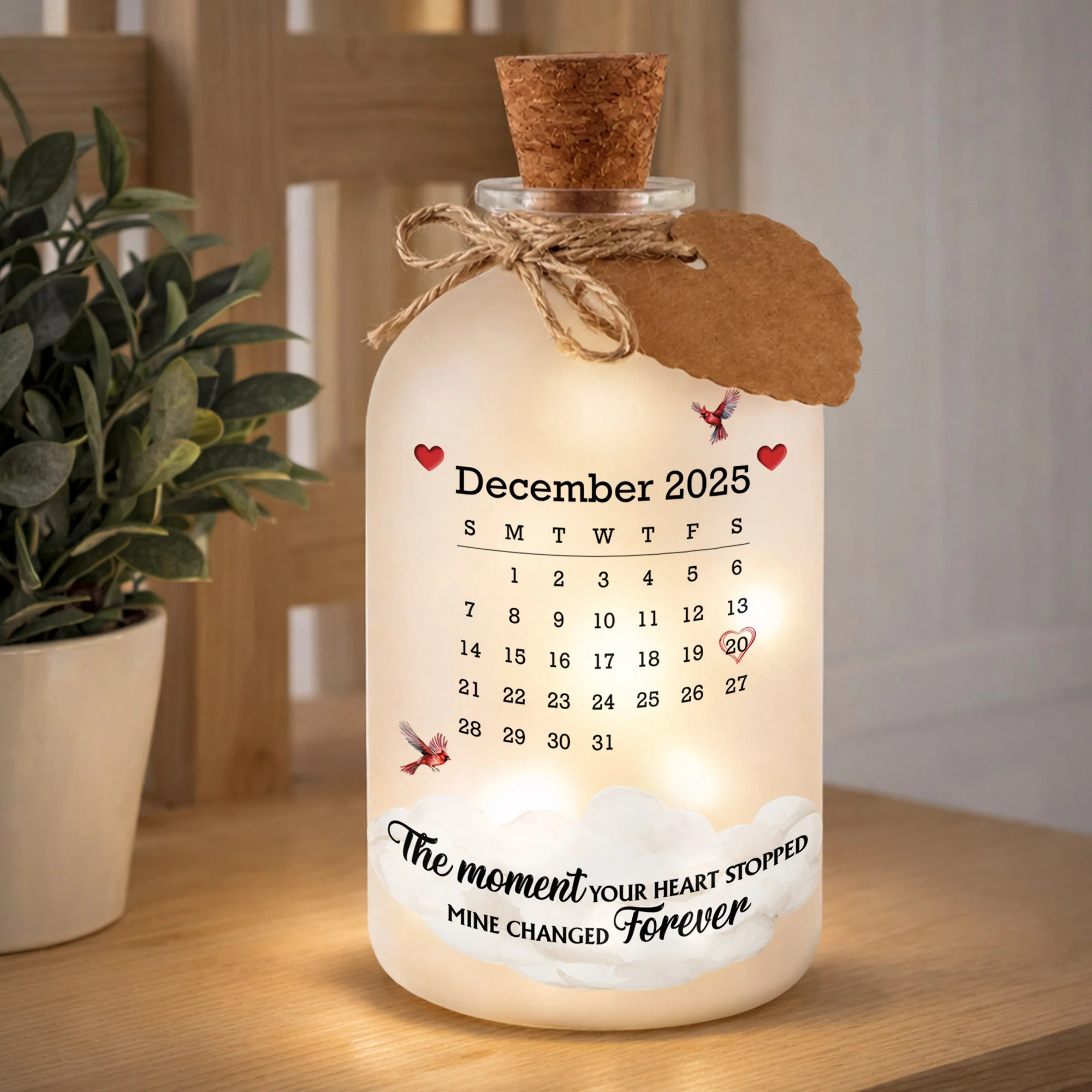 The Moment Your Heart Stopped Mine Changed Forever Cardinal Tree - Personalized Short Bottle Light - HME326_SBOLI - Image 3